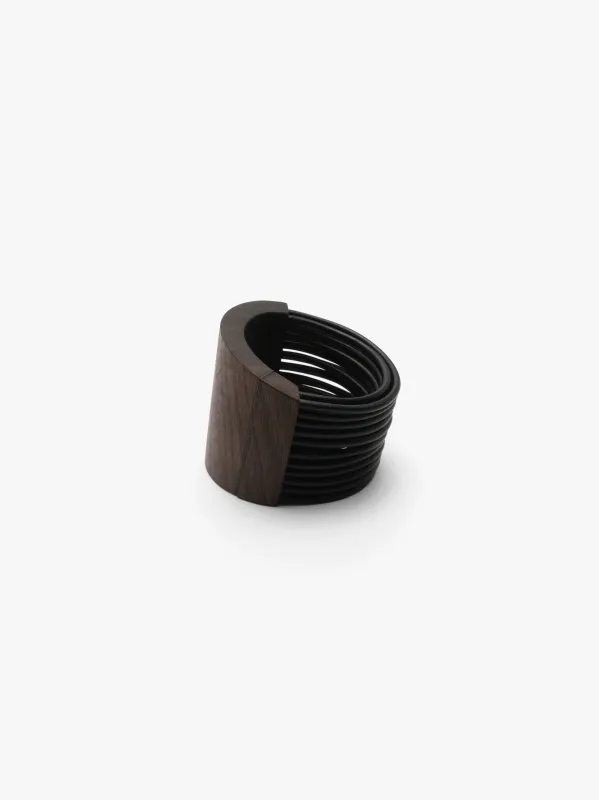 Bellara bracelet: bog oak, leather made by Monies