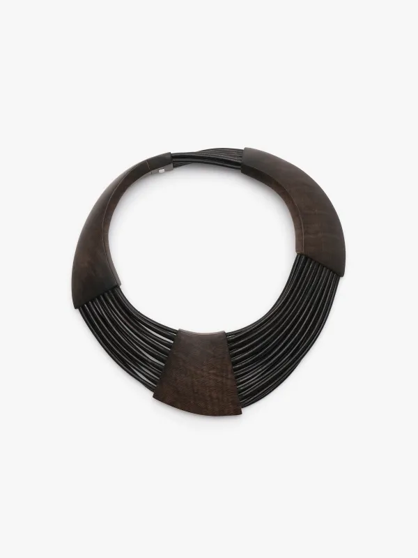 Brisa necklace: bog oak, leather sold by Monies