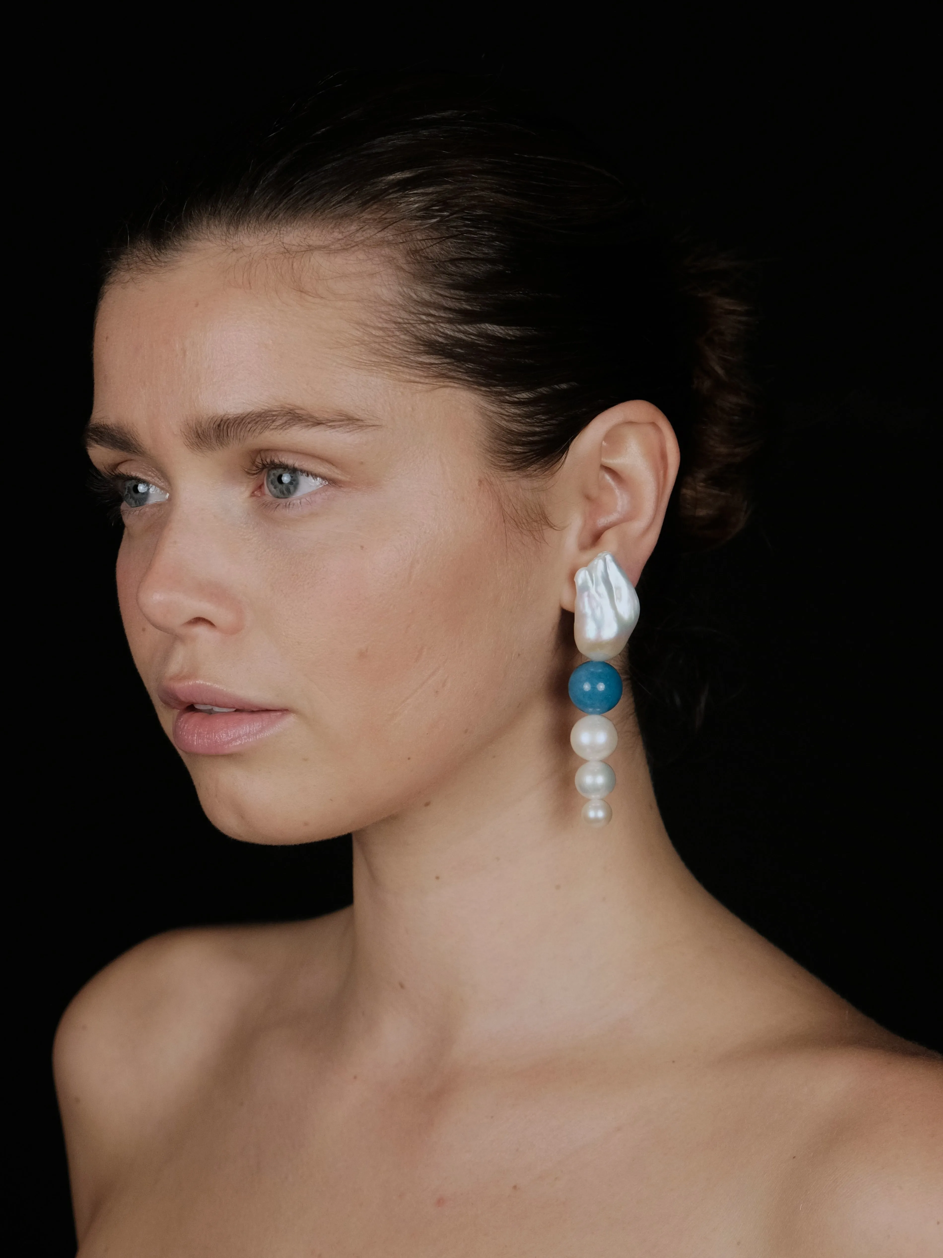 Earrings: aquamarine, pearls sold by Monies product image thumbnail 2