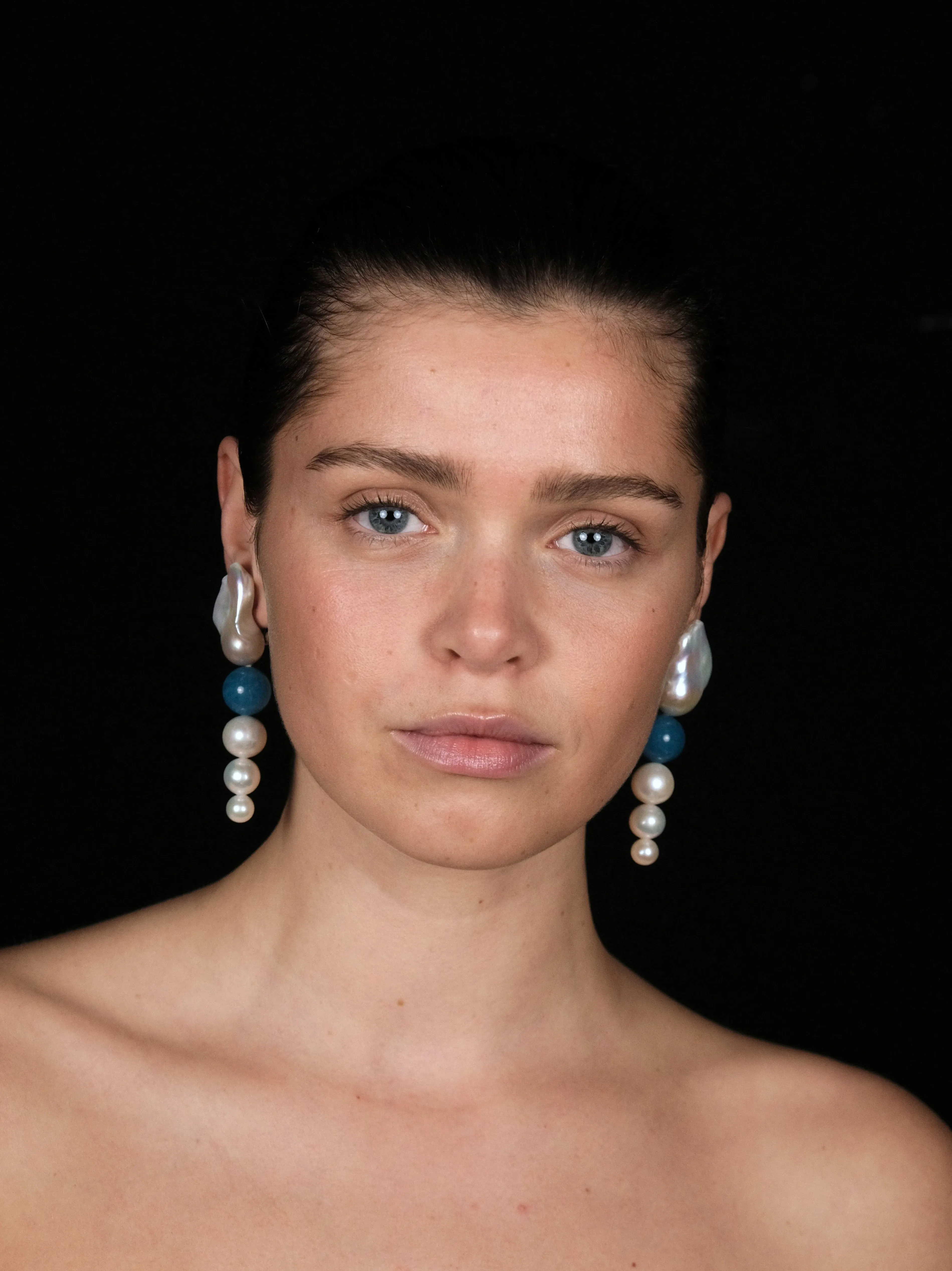 Earrings: aquamarine, pearls sold by Monies product image thumbnail 4