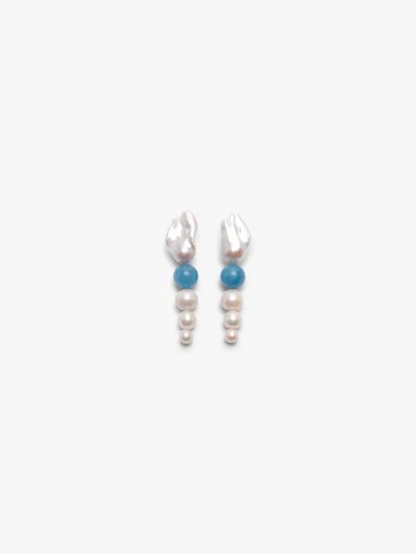Earrings: aquamarine, pearls sold by Monies