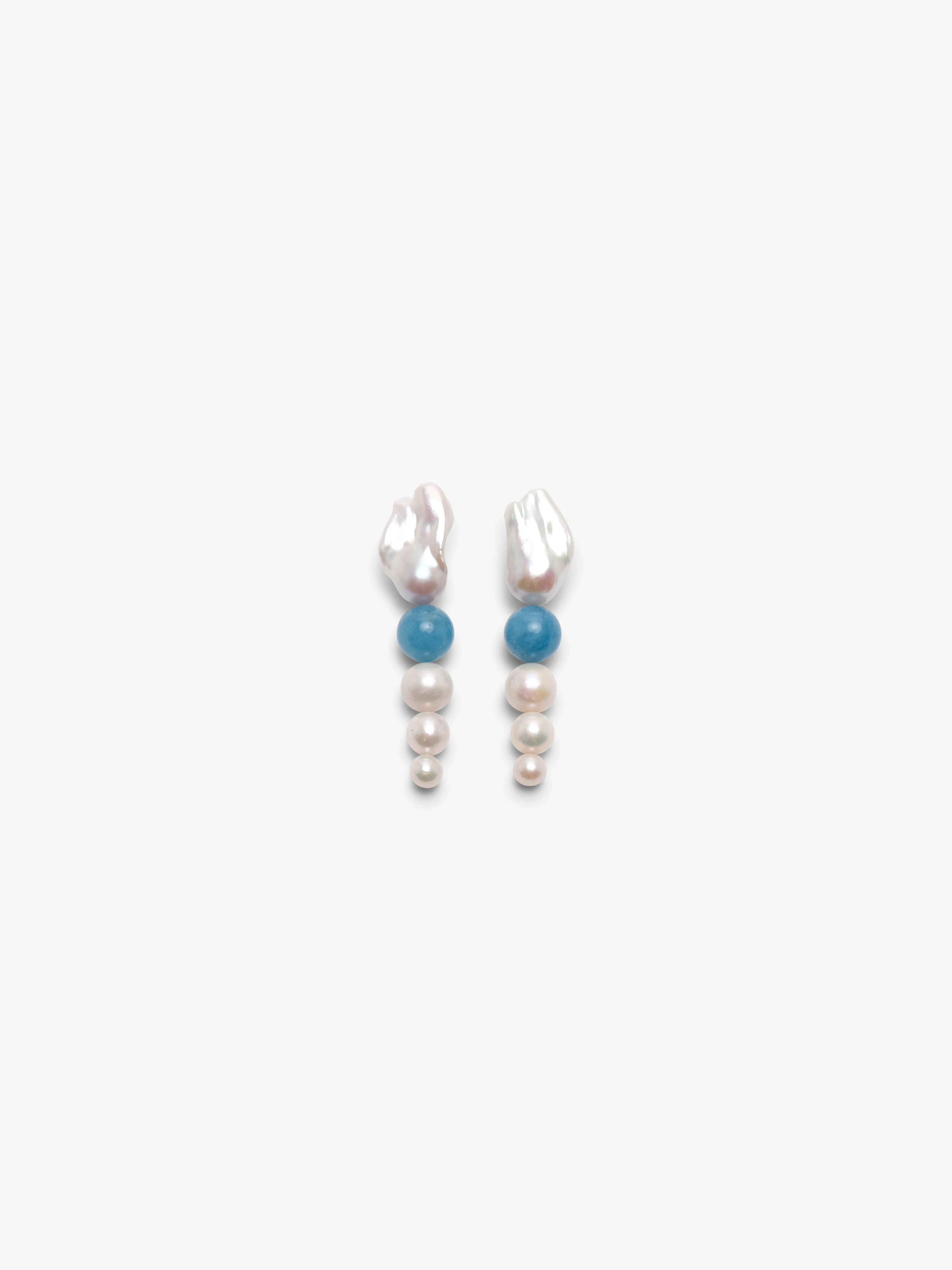 Earrings: aquamarine, pearls sold by Monies