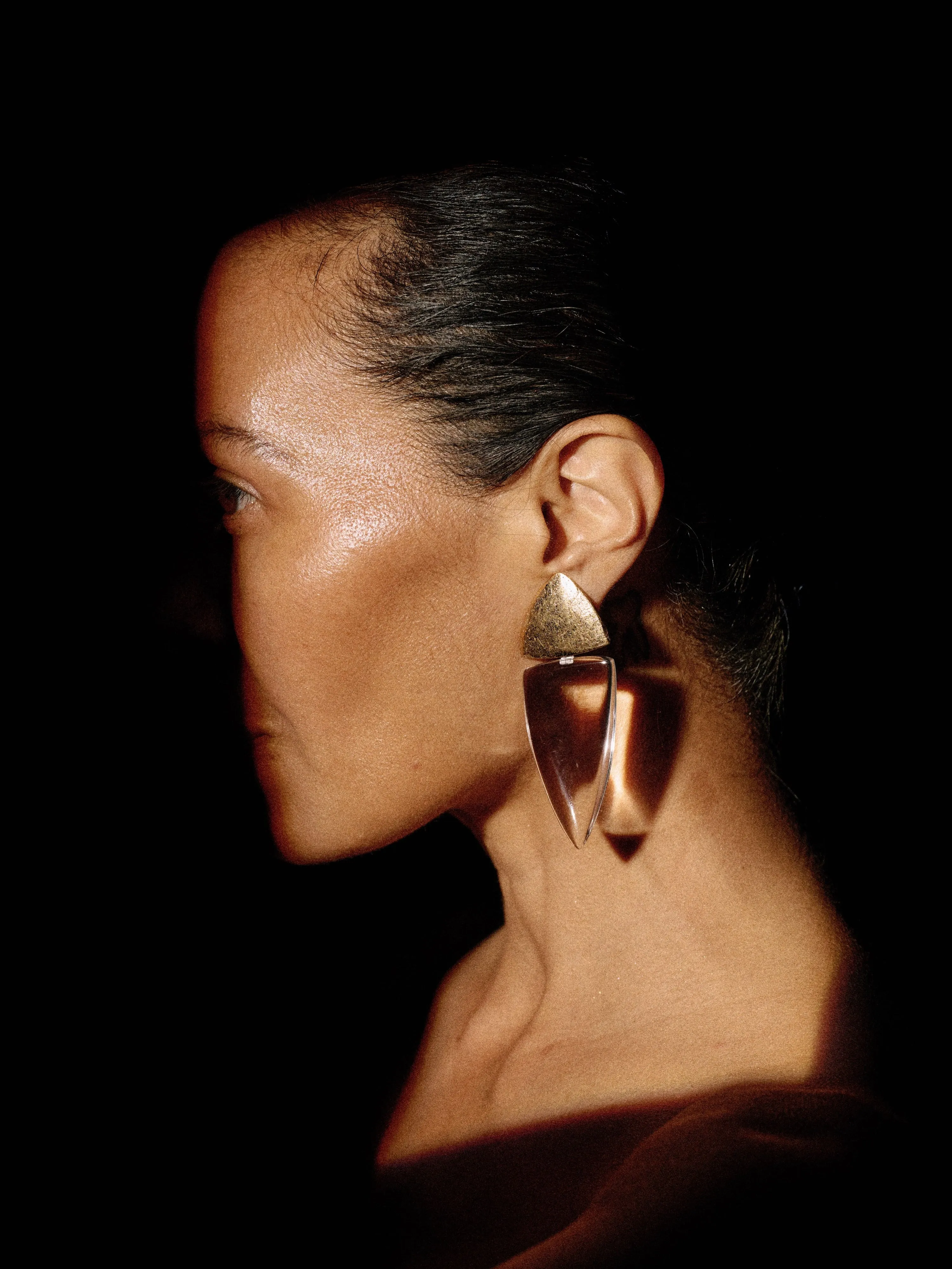 Fira earrings: goldfoil, acacia, greencast sold by Monies product image thumbnail 2