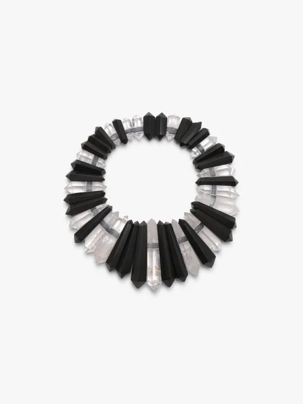Necklace: mountain crystal, ebony sold by Monies