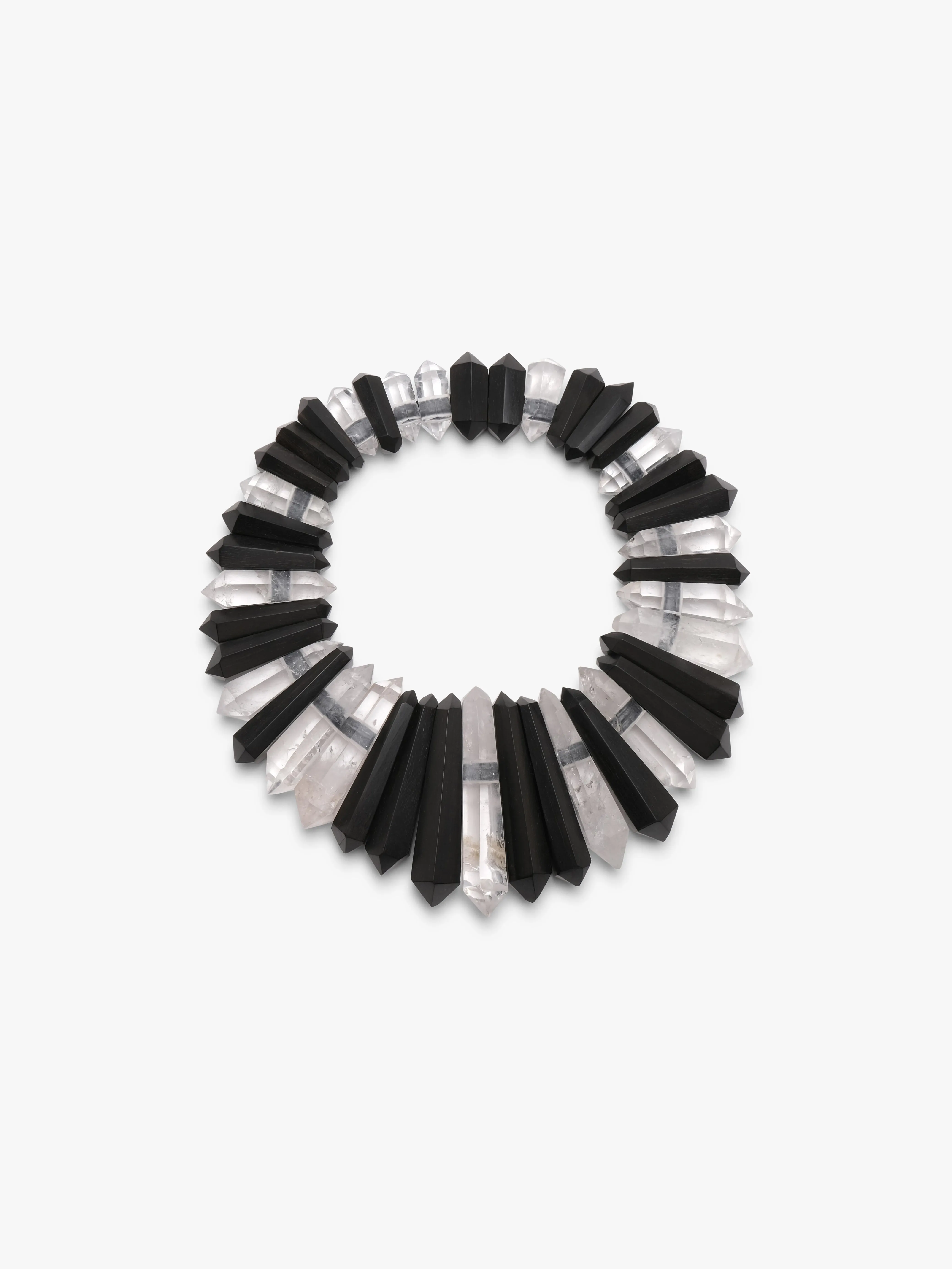 Necklace: mountain crystal, ebony sold by Monies