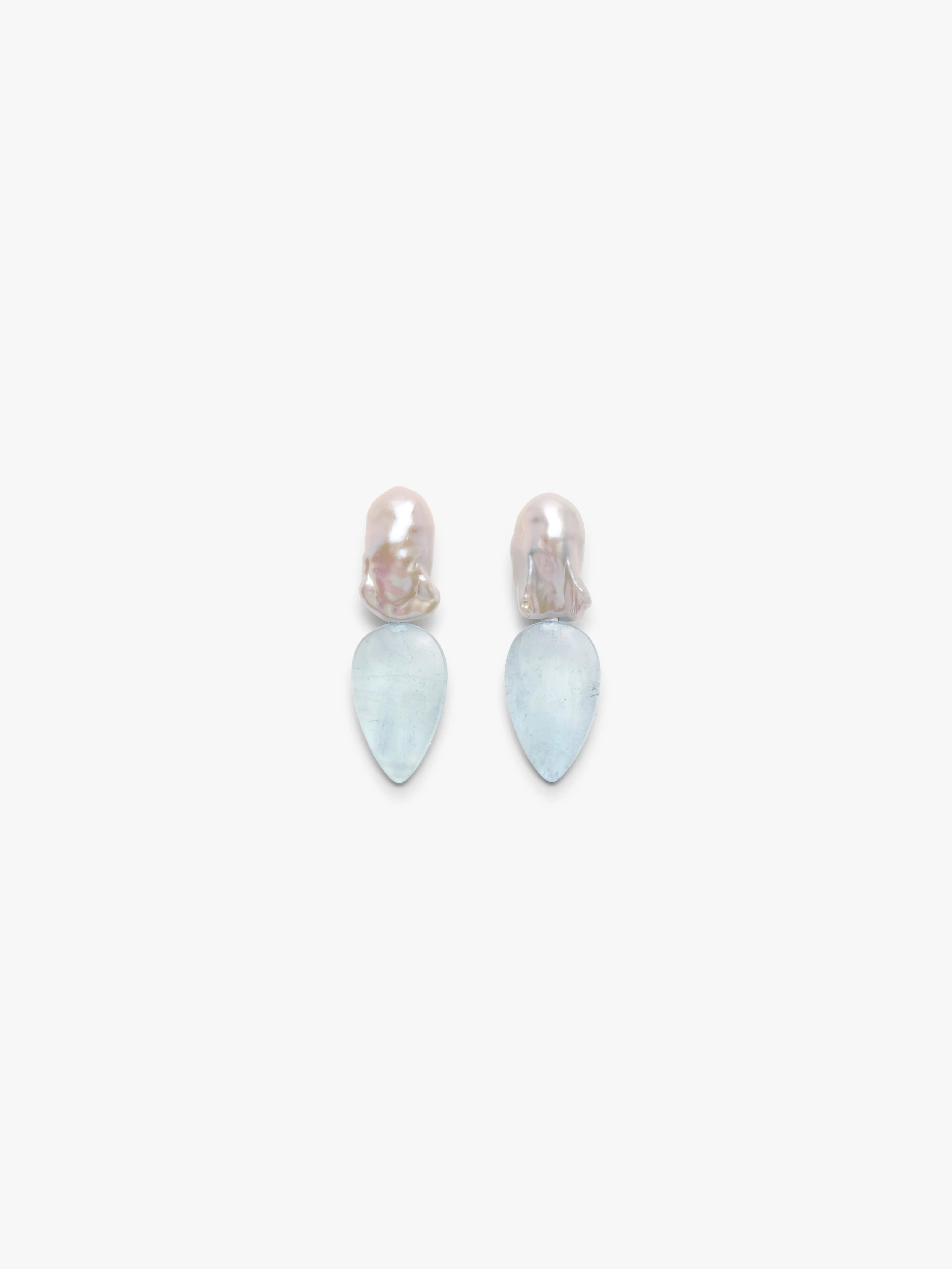 Earrings: baroque pearl, aquamarine sold by Monies