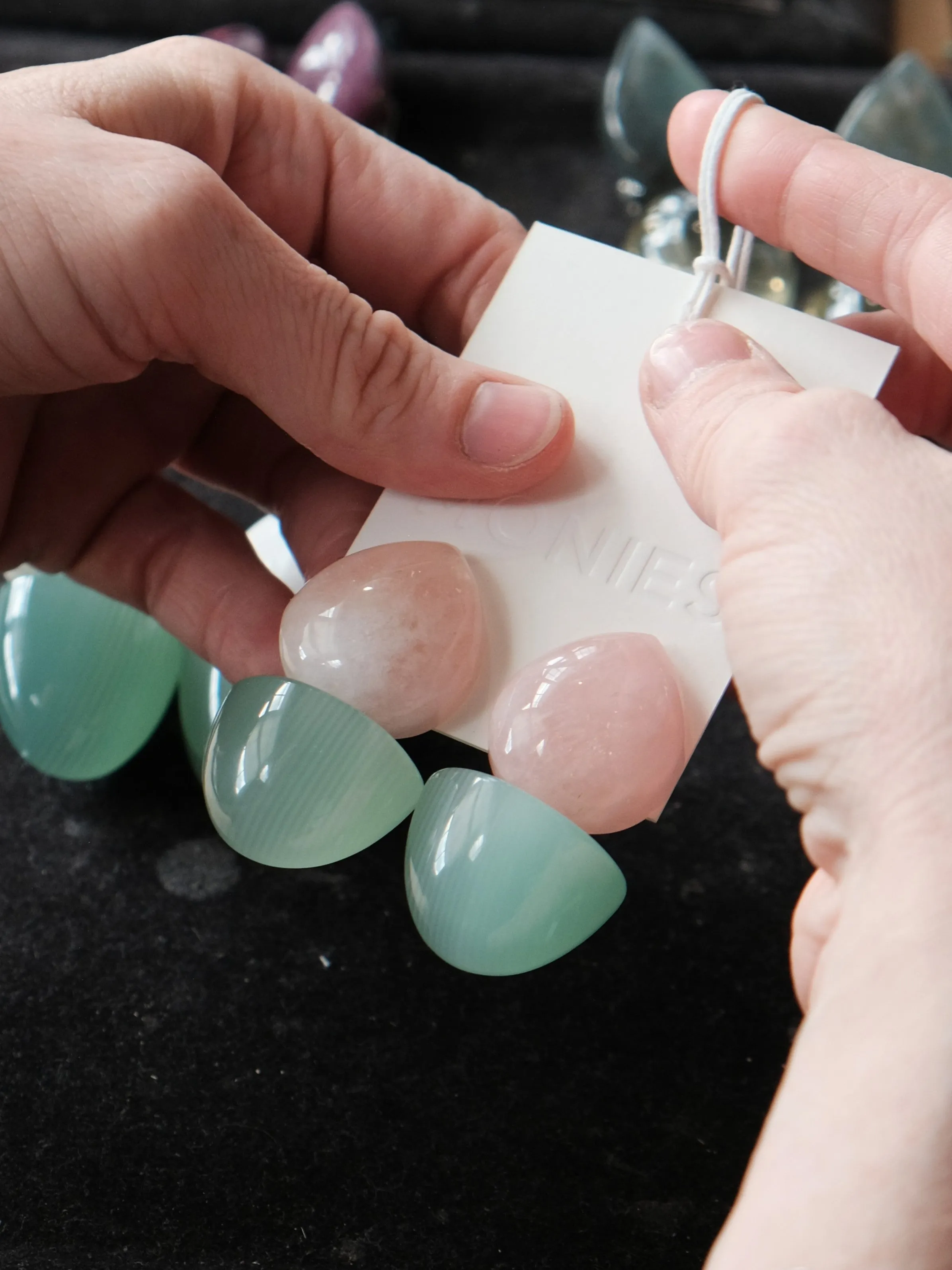 Earrings: calcite, rosequartz sold by Monies product image thumbnail 4