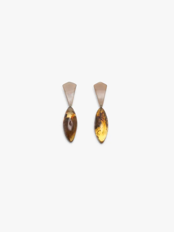 Earrings: horn, amber sold by Monies