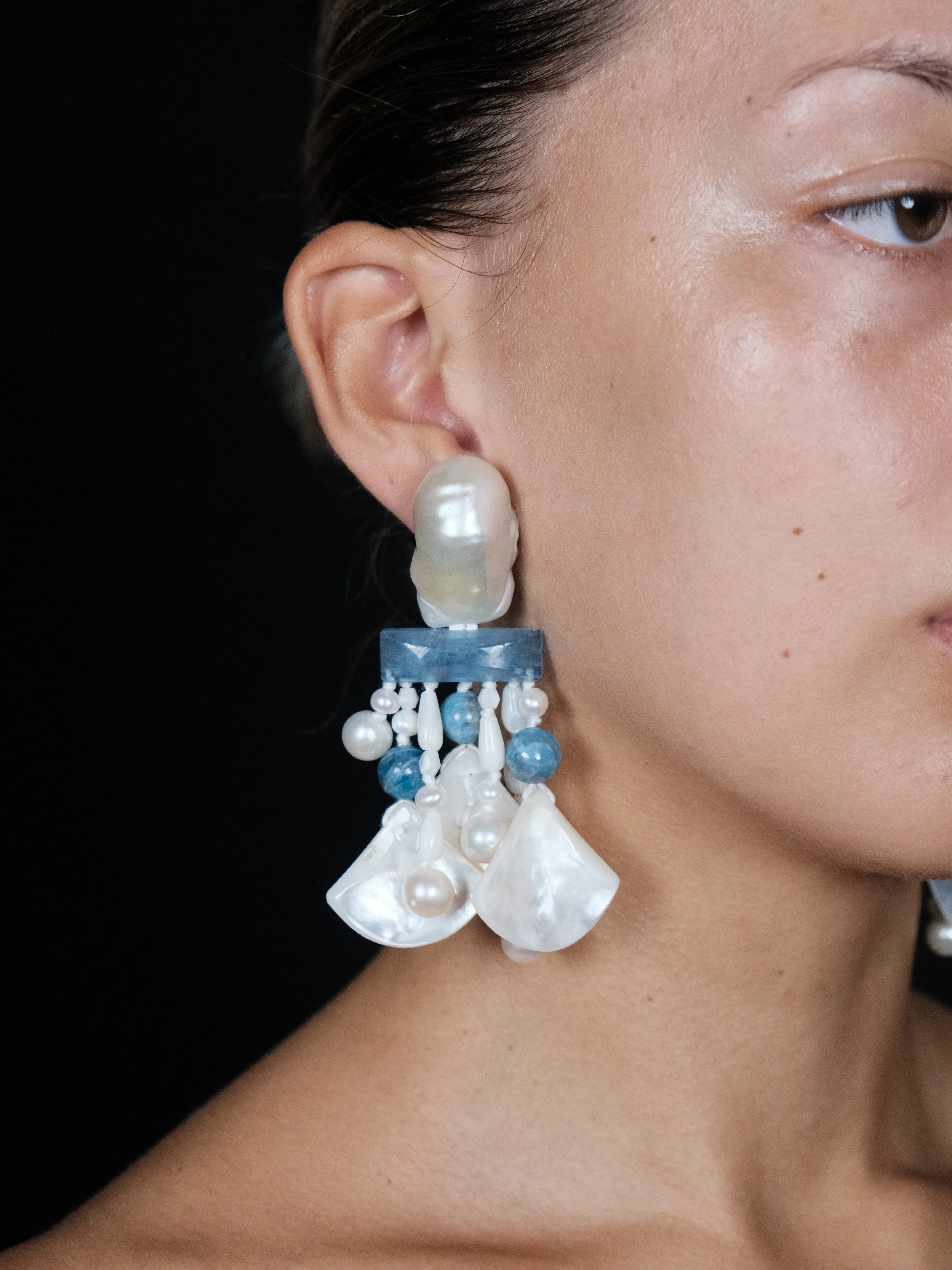 Earrings: pearls, aquamarine sold by Monies product image thumbnail 2