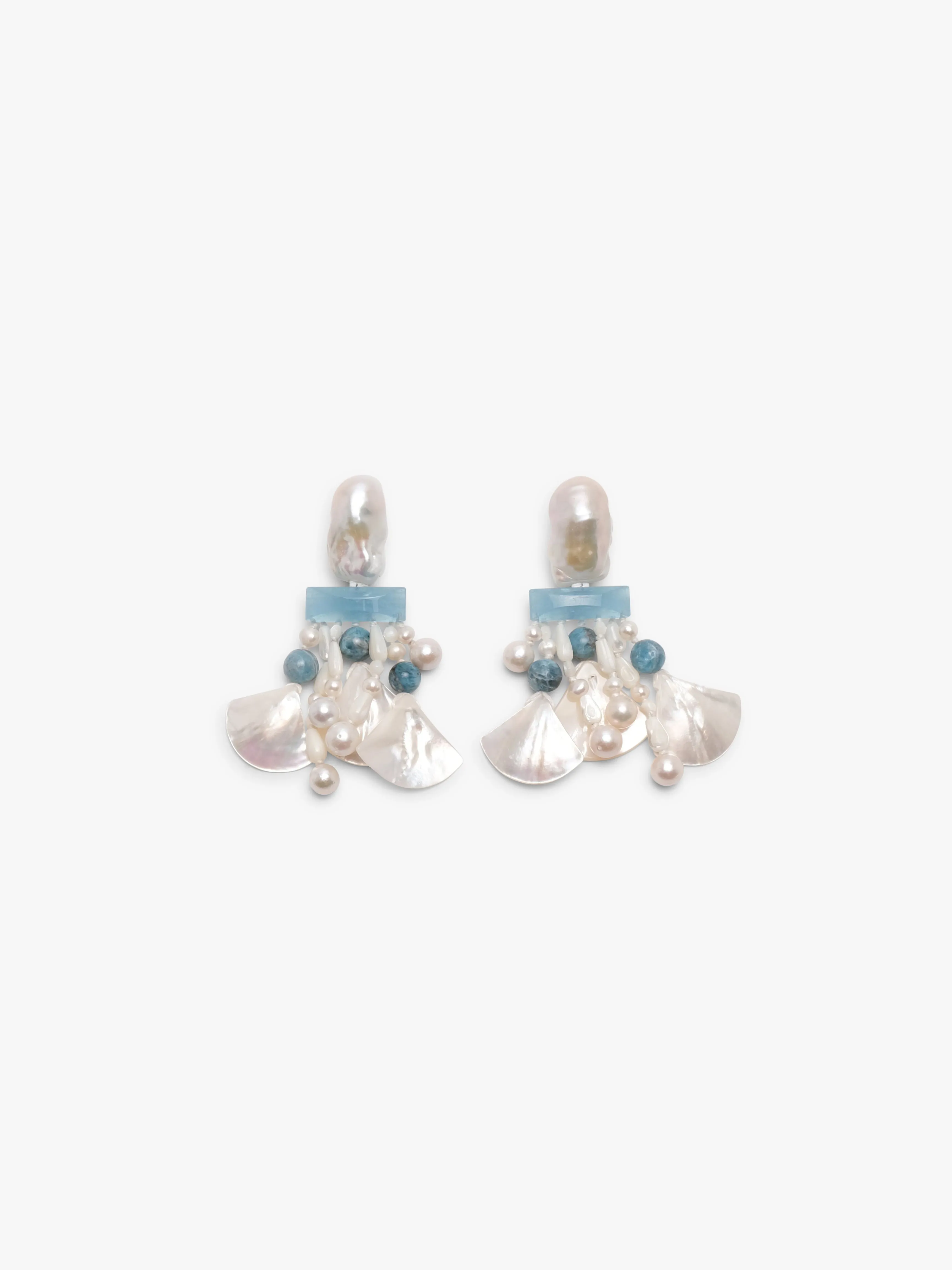 Earrings: pearls, aquamarine sold by Monies