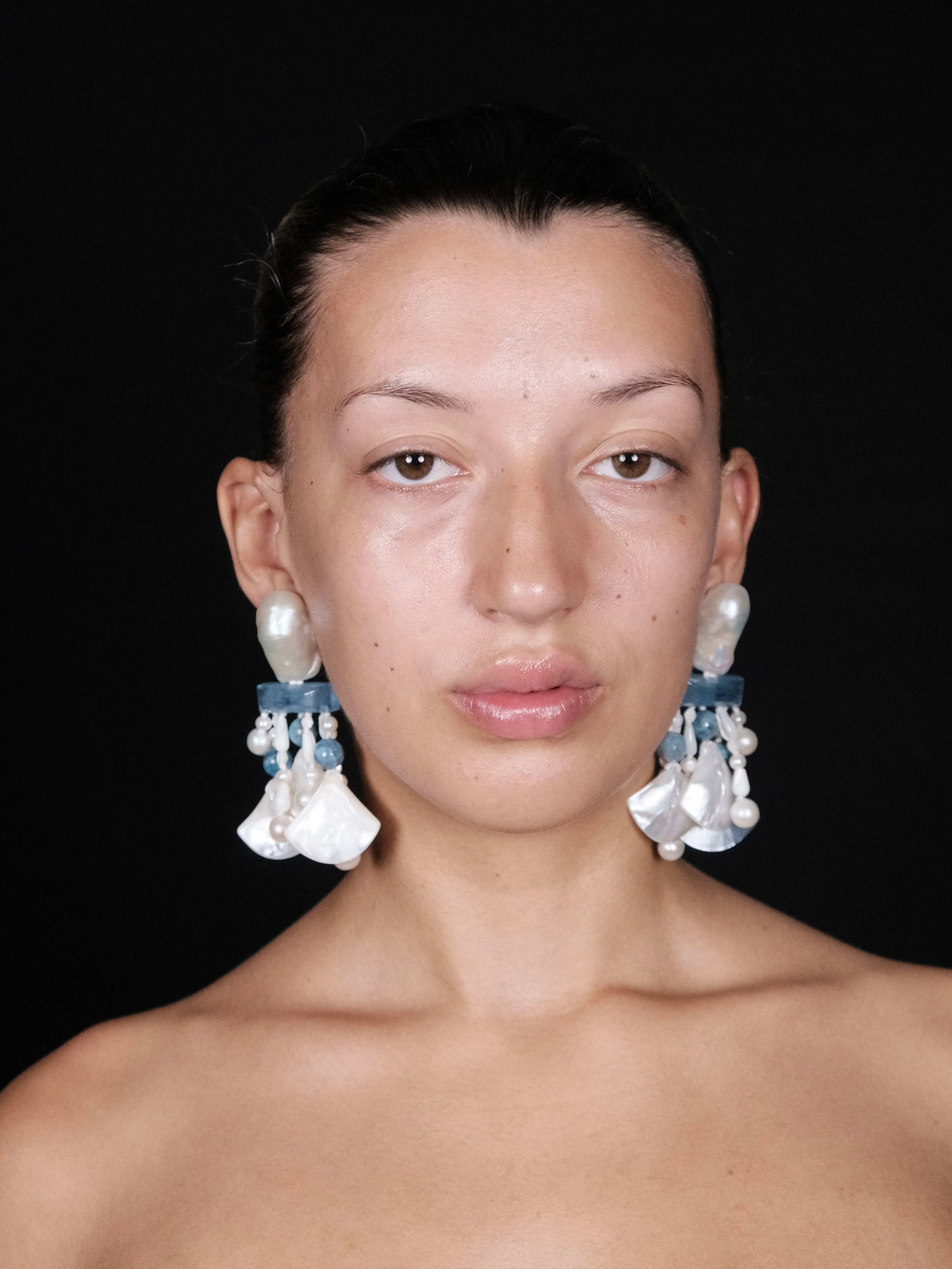 Earrings: pearls, aquamarine sold by Monies product image thumbnail 4