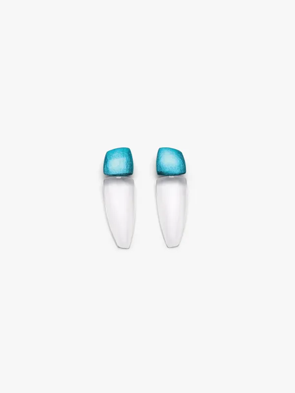 Joa earrings: bluefoil, clear greencast sold by Monies