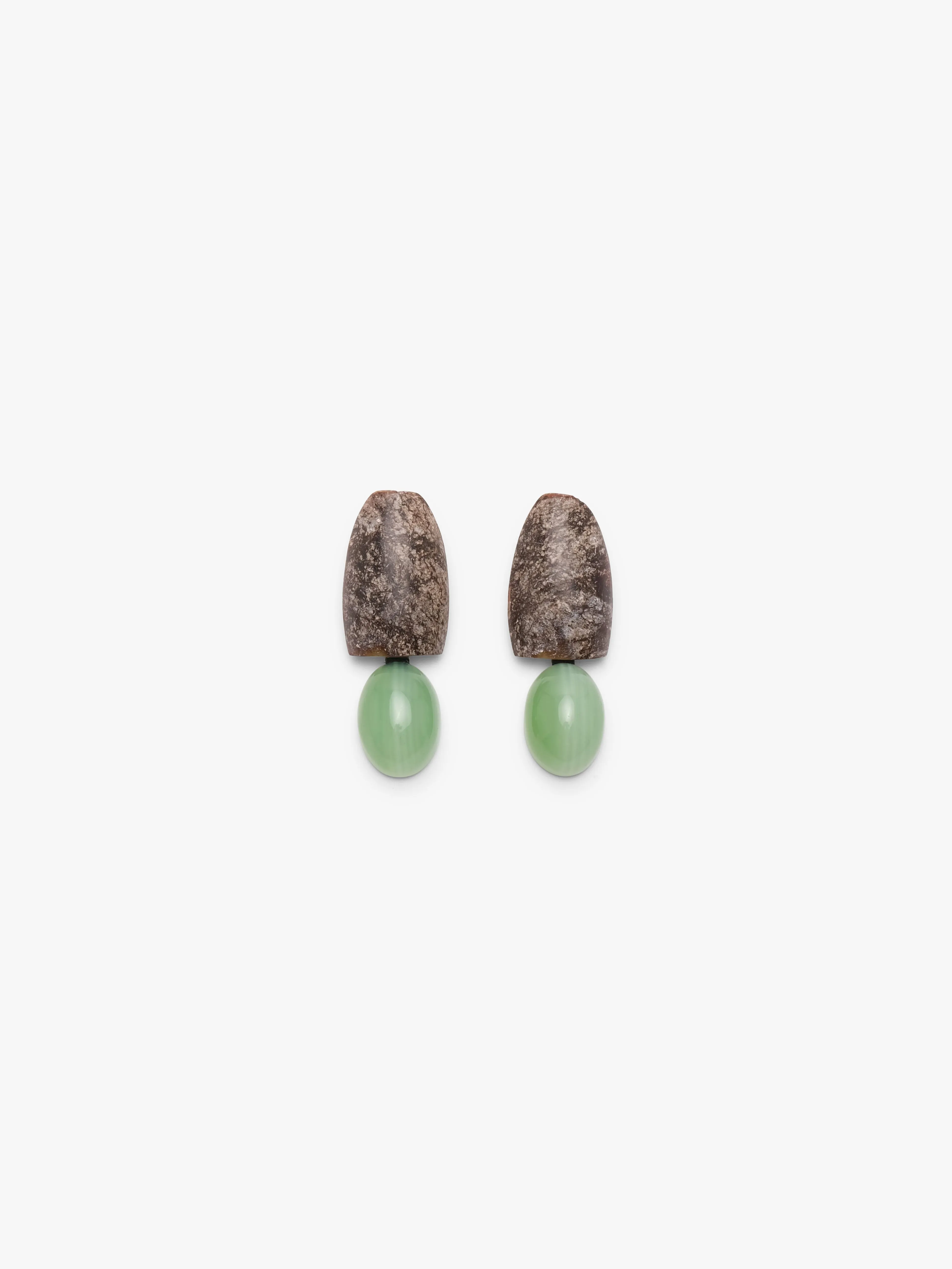 Earrings: jade, agate sold by Monies