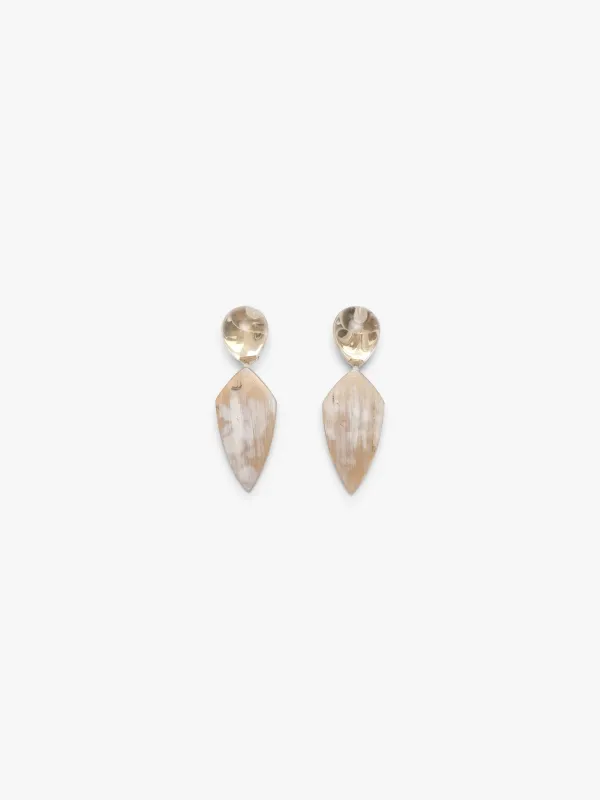 Earrings: lemon quartz, horn sold by Monies
