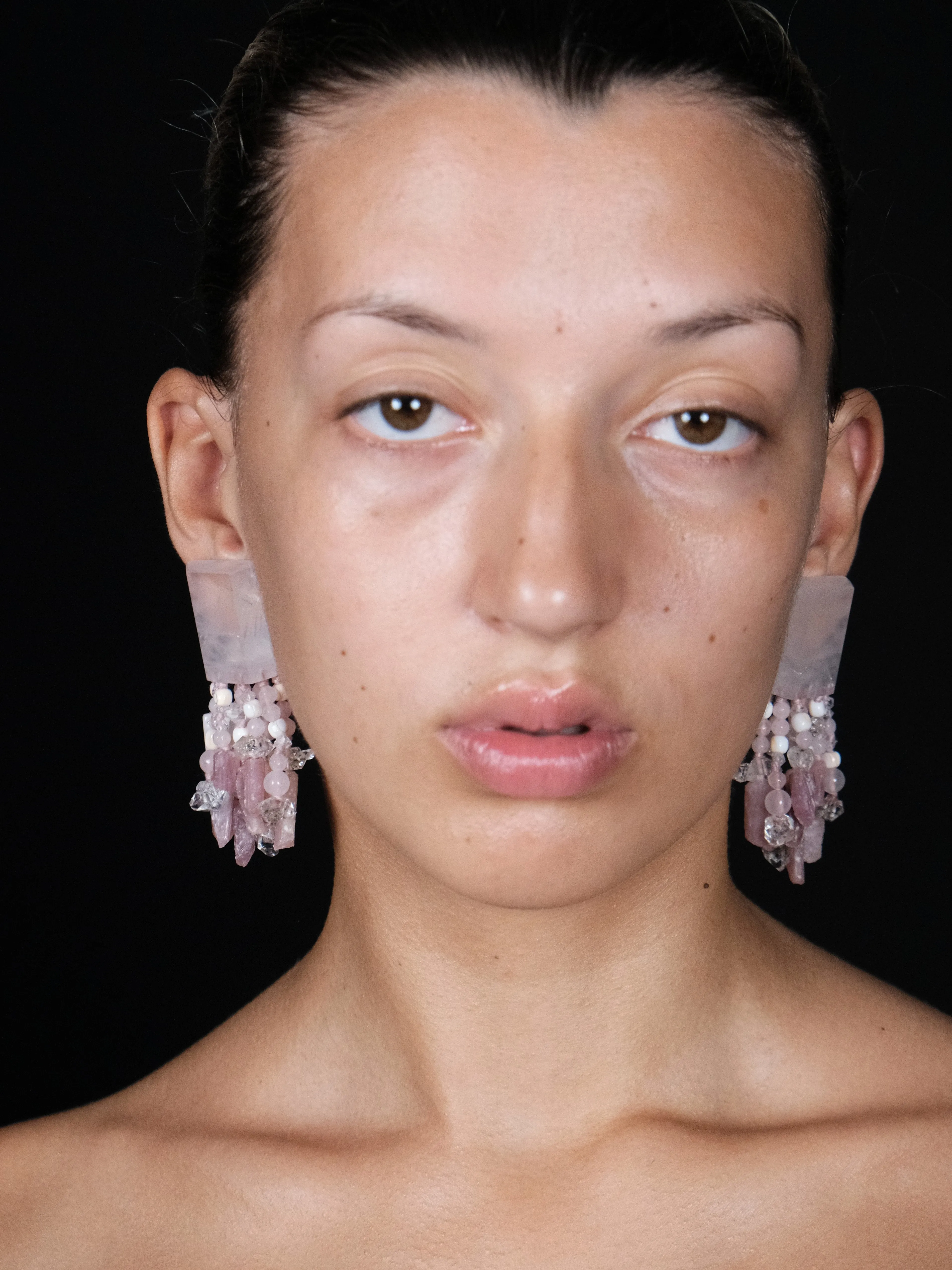 Earrings: diamond quartz, rose quartz, tourmaline sold by Monies product image thumbnail 4