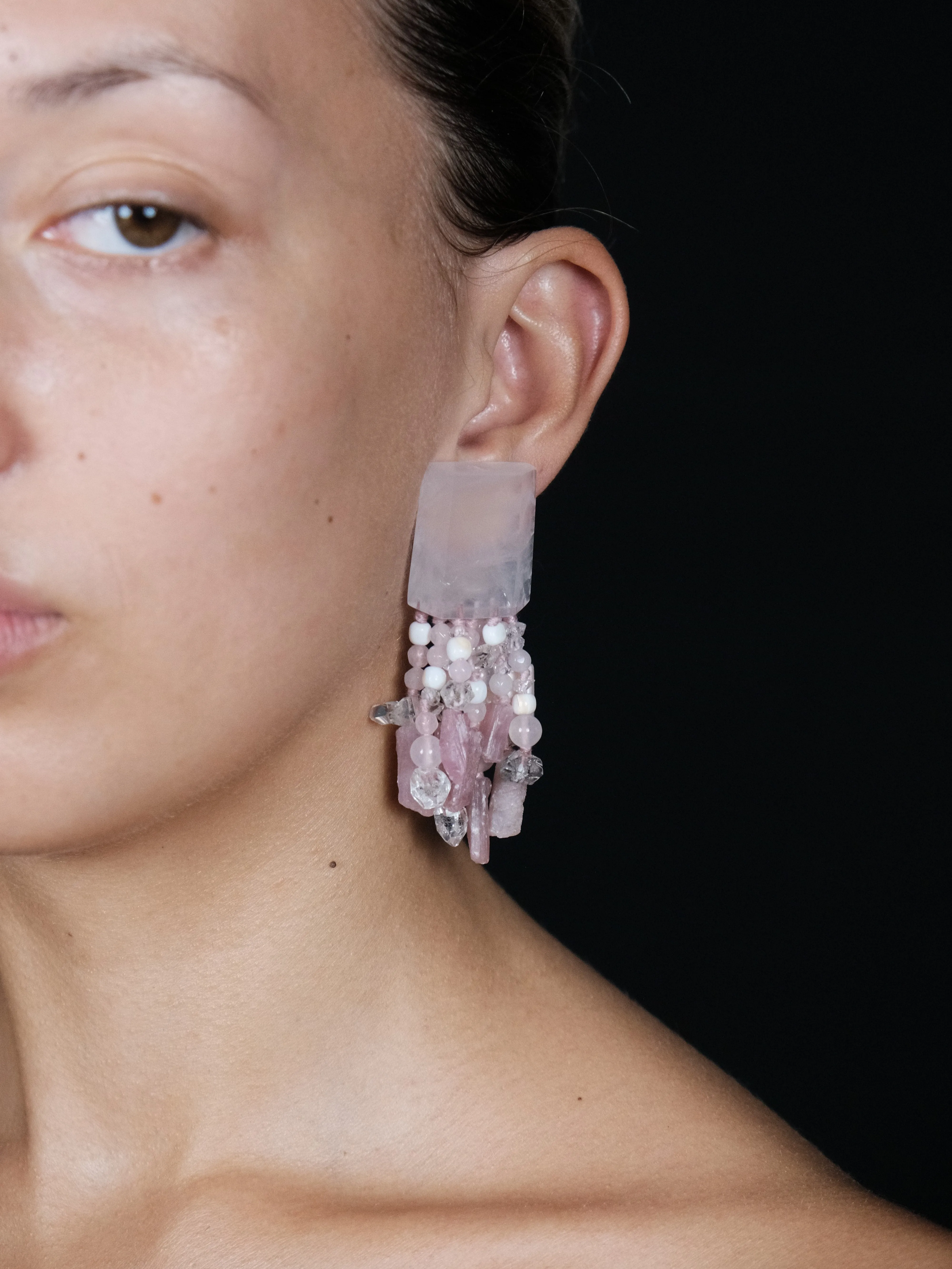 Earrings: diamond quartz, rose quartz, tourmaline sold by Monies product image thumbnail 2
