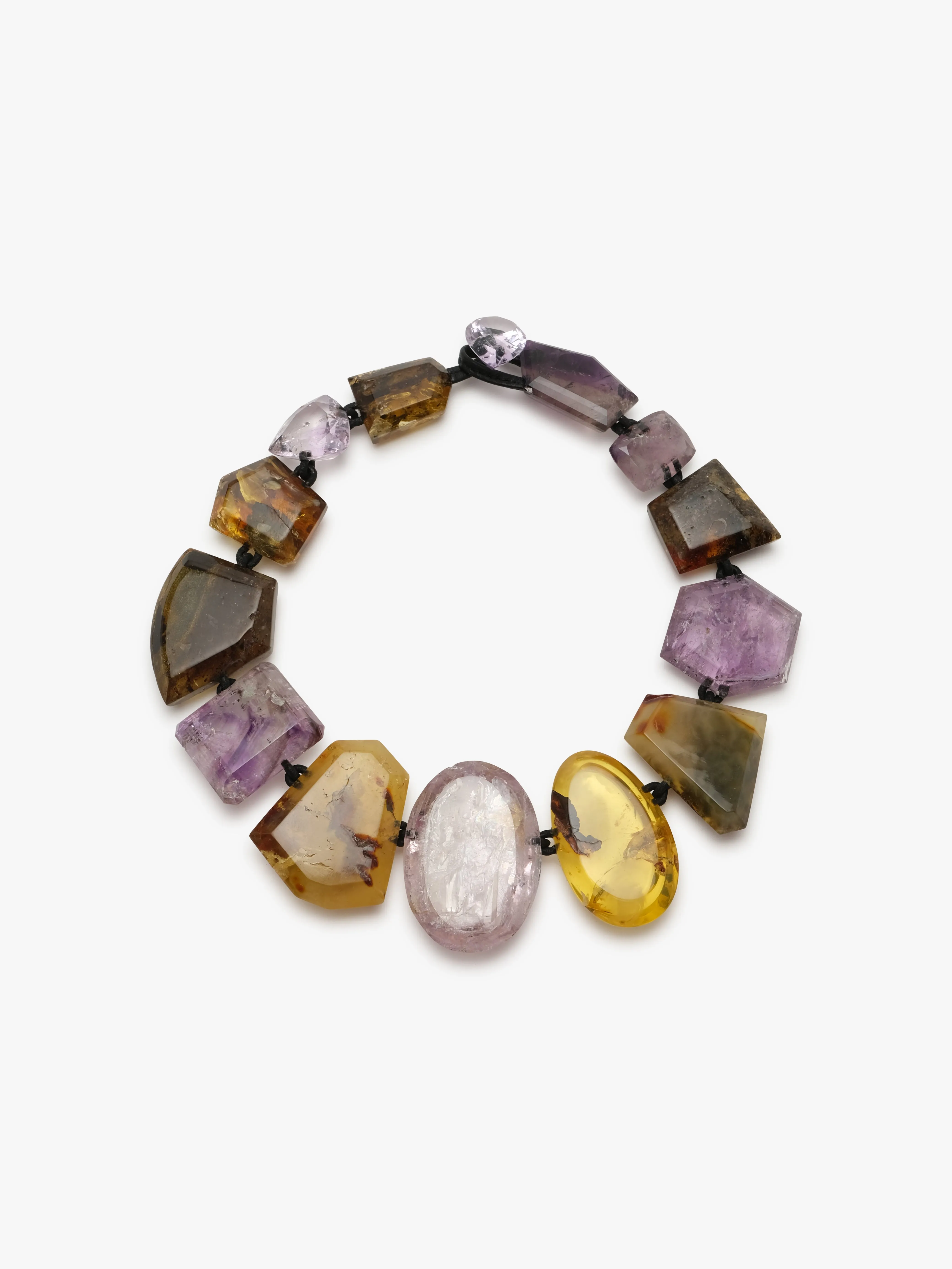 Necklace: amethyst, amber sold by Monies