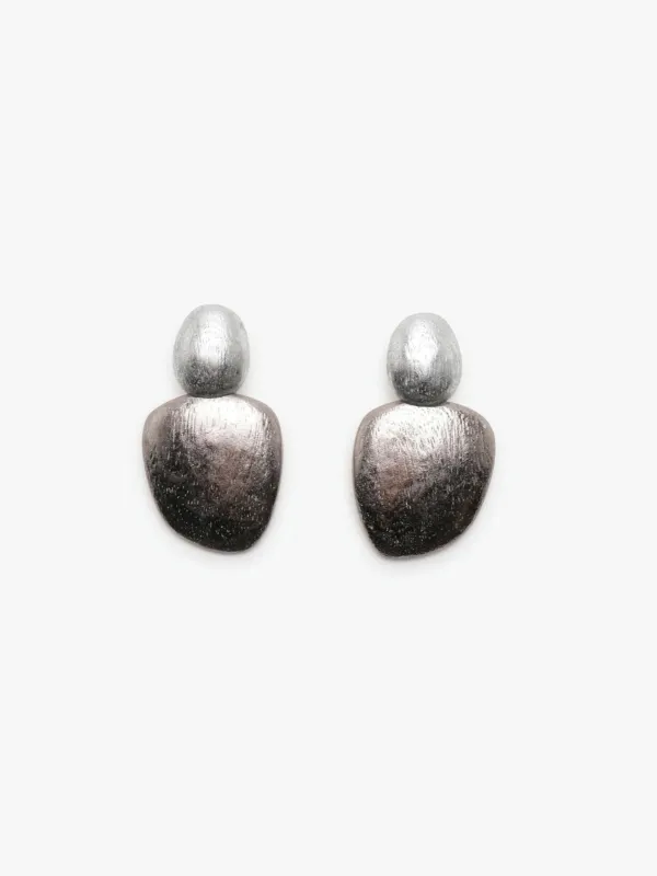 Luma earring: silverfoil, acacia wood sold by Monies