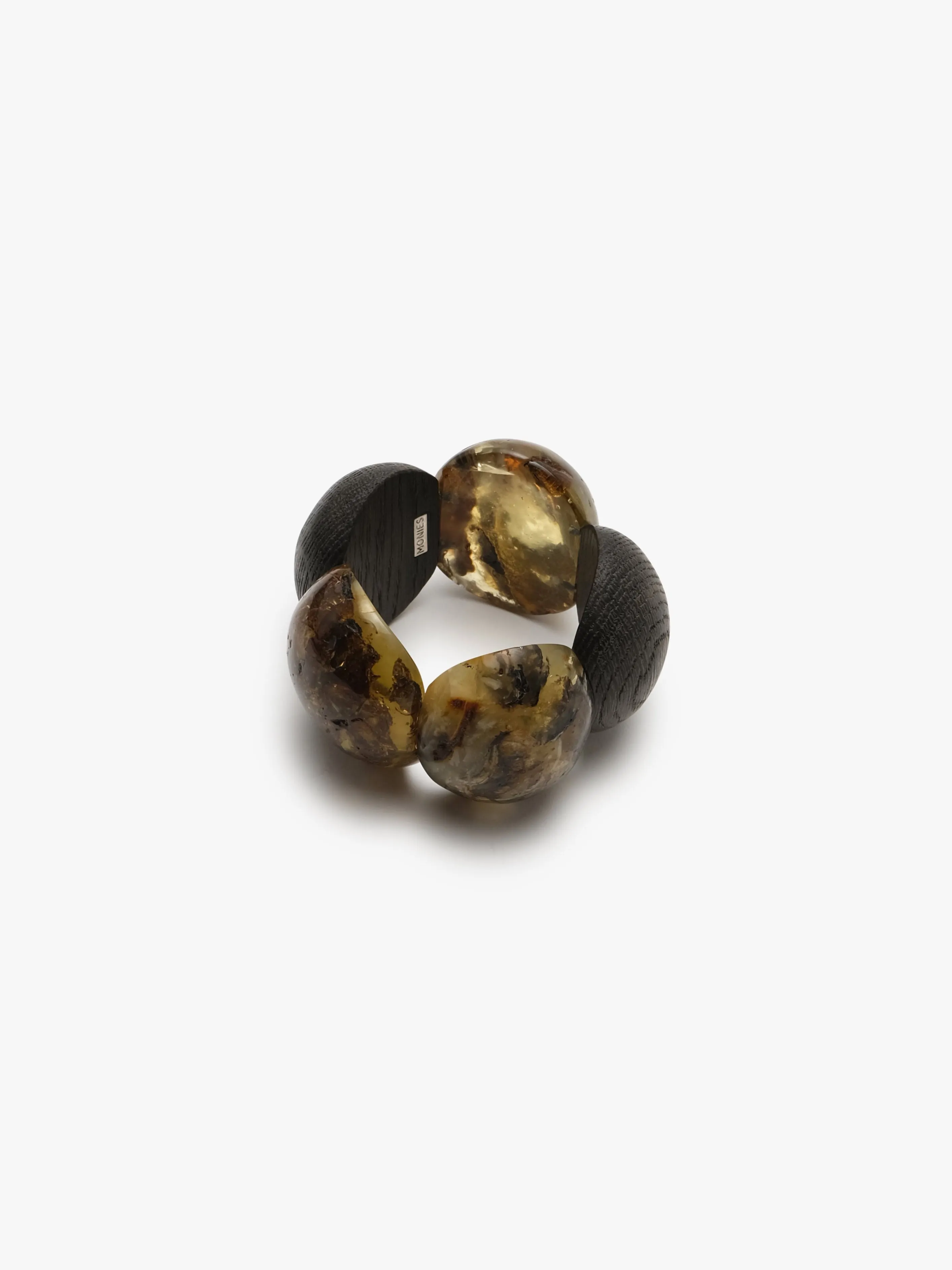 Bracelet: bog oak, amber sold by Monies