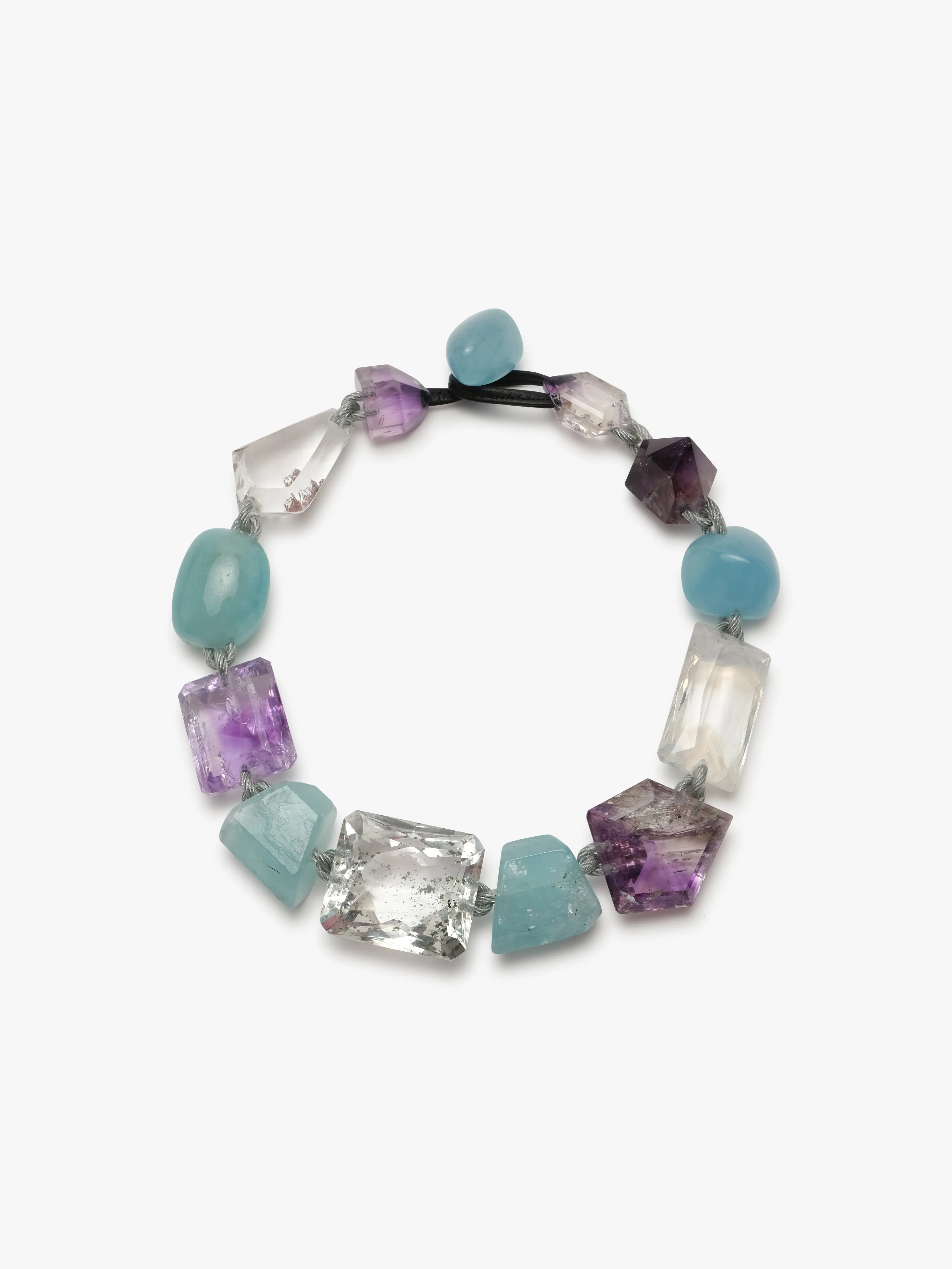 Necklace: aquamarine, amethyst, quartz sold by Monies