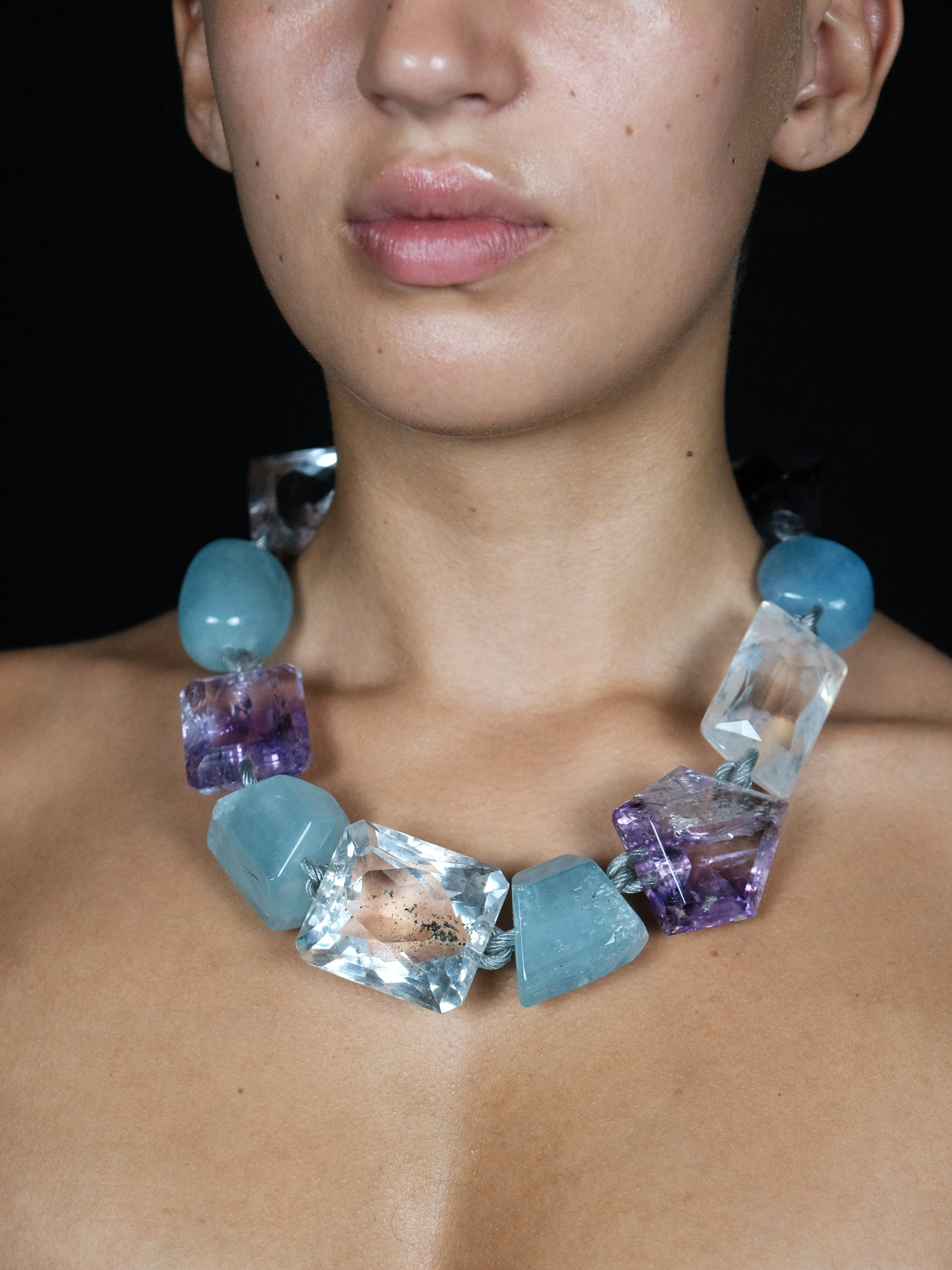Necklace: aquamarine, amethyst, quartz sold by Monies product image thumbnail 2
