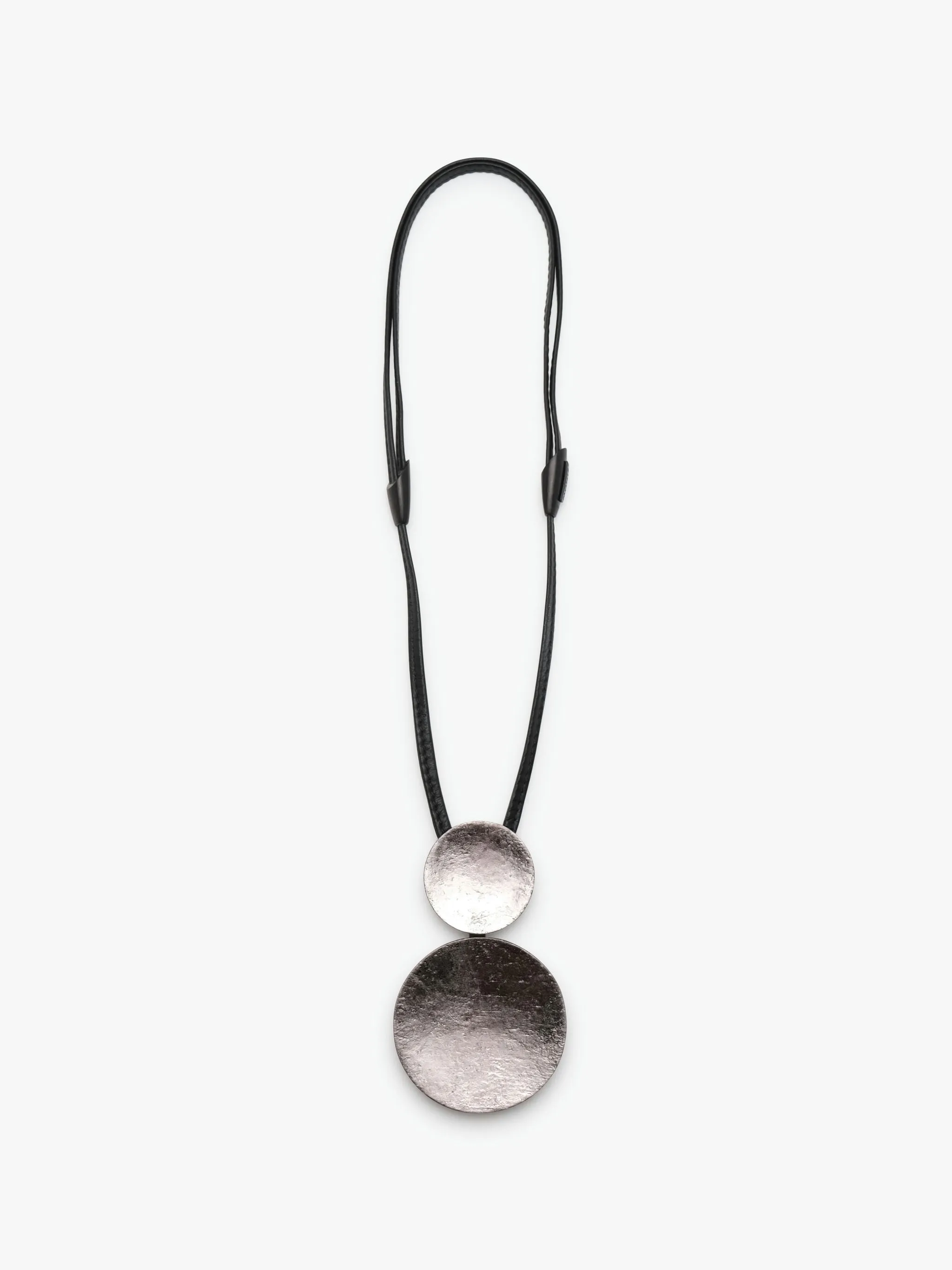 Seris pendant: acacia, silverfoil, leather sold by Monies