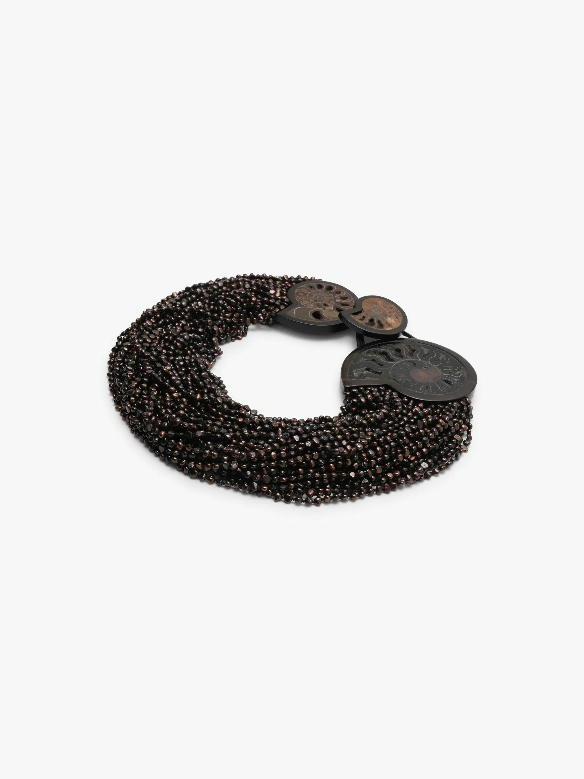 Necklace: amonite, ebony, pearls, leather sold by Monies product image thumbnail 4