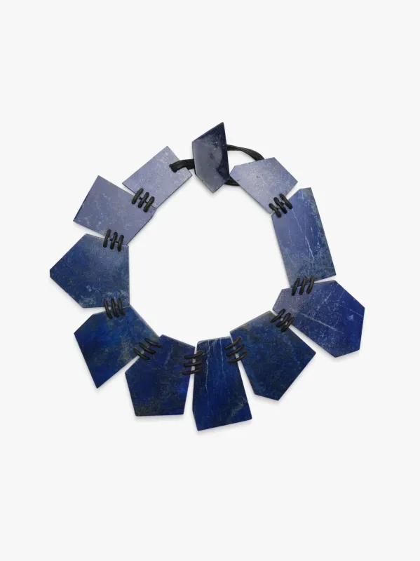 Necklace: lapis lazuli, leather sold by Monies