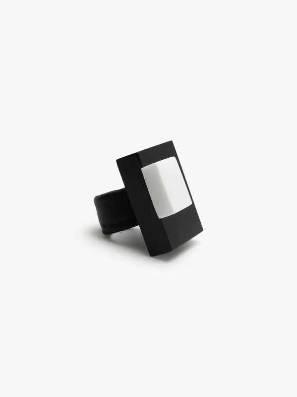 Gabi ring: black/white acrylic sold by Monies