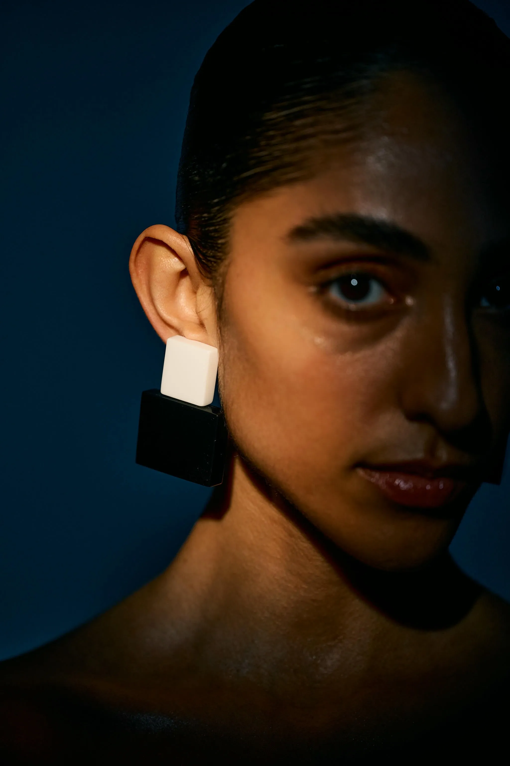 Freya earring: black/white acrylic sold by Monies product image thumbnail 2