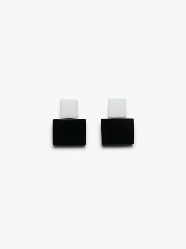 Freya earring: black/white acrylic sold by Monies