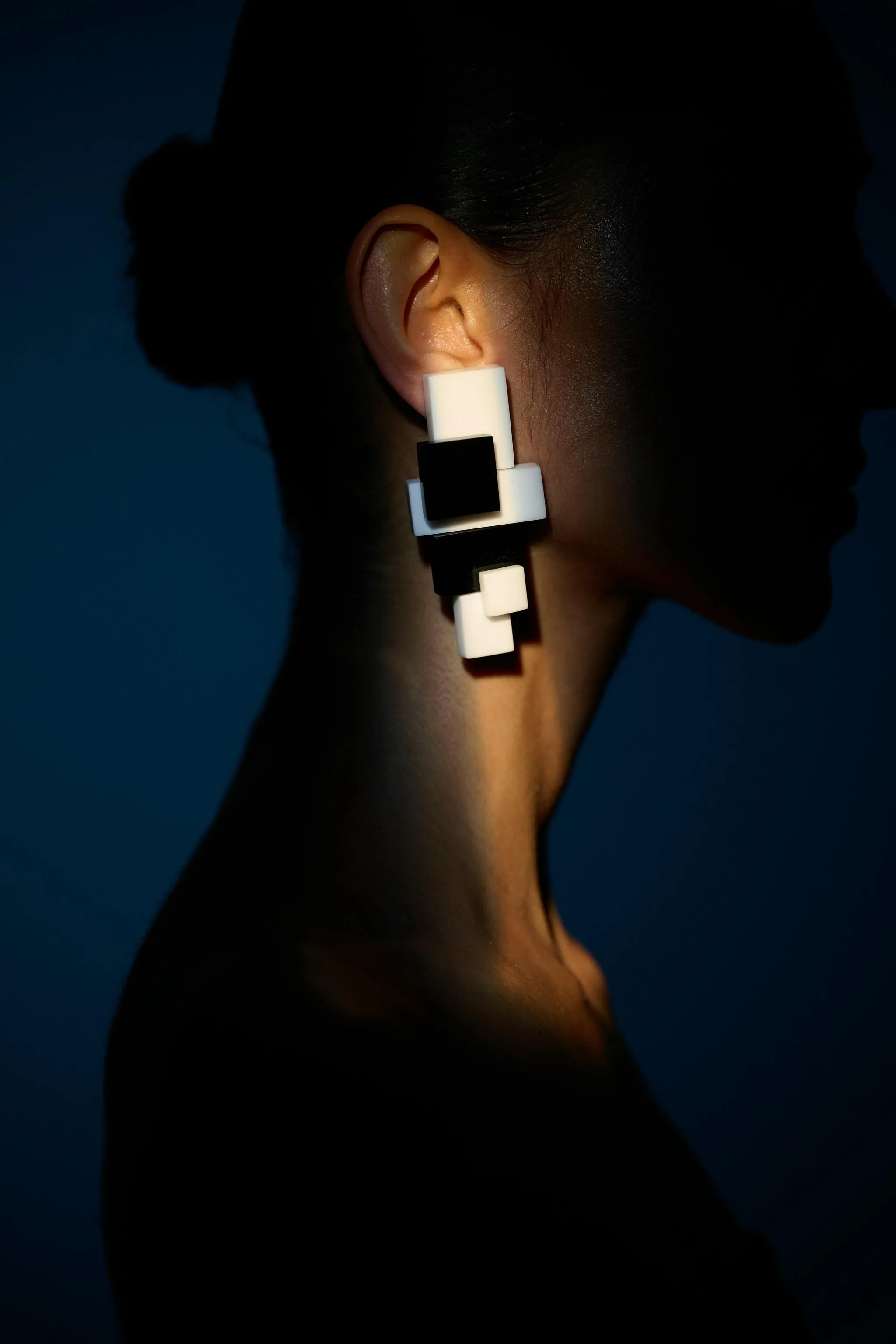 Elio earring: black/white acrylic sold by Monies product image thumbnail 2