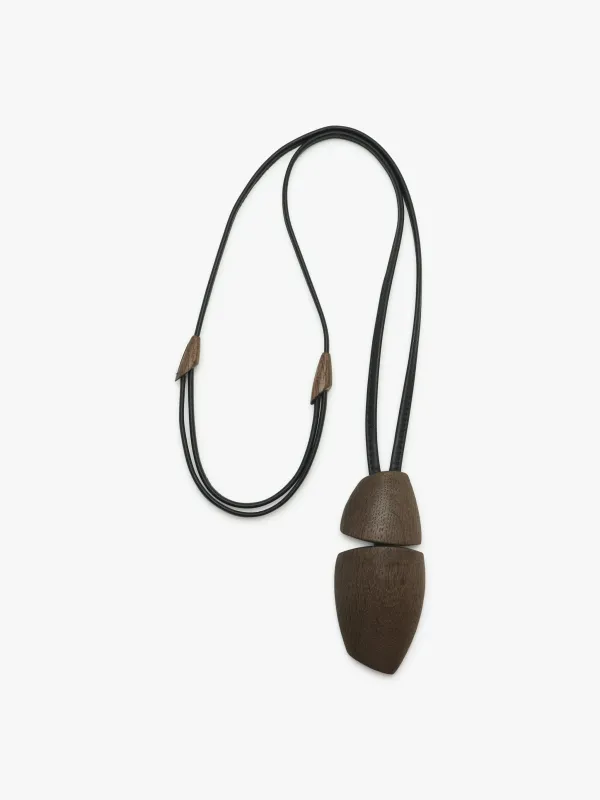 Lira pendant: bog oak, leather sold by Monies