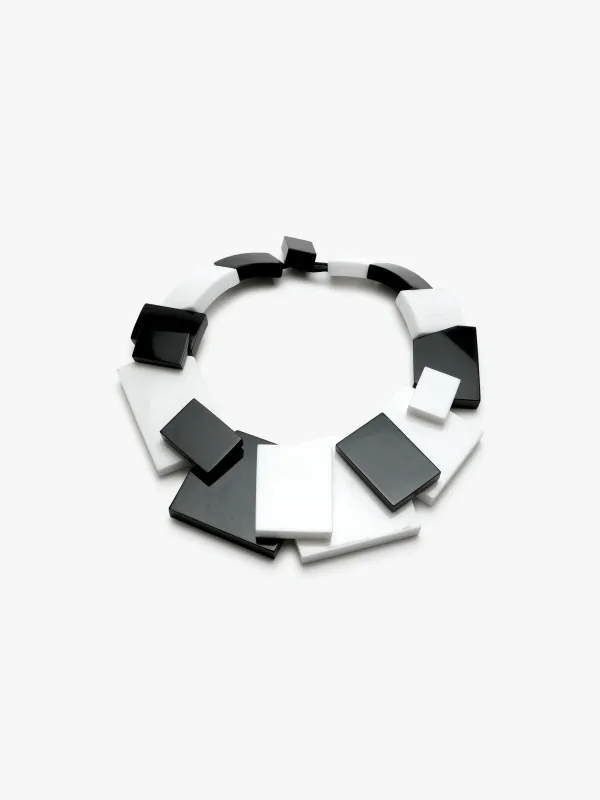 Issa necklace: black/white acrylic sold by Monies