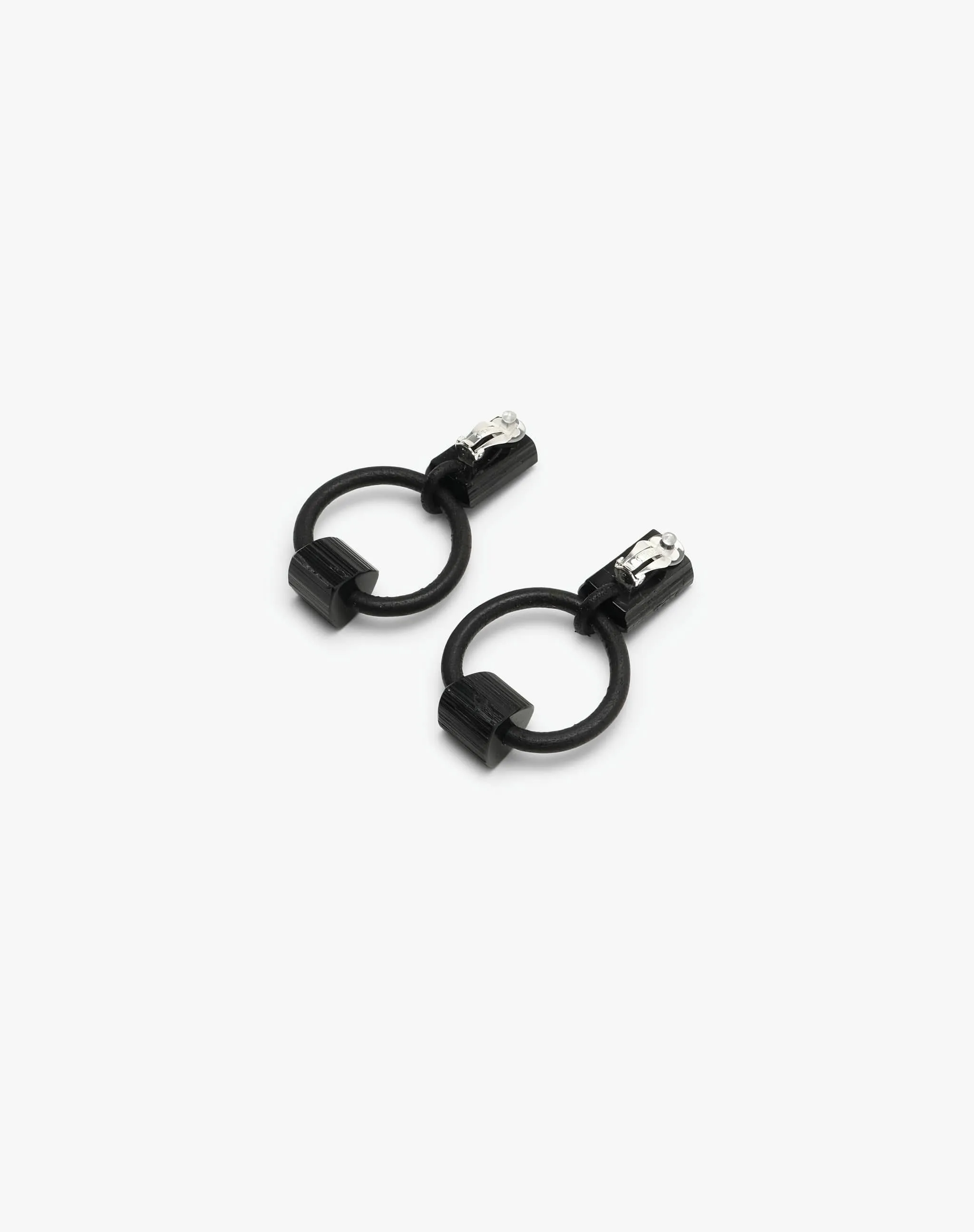 Jointure earclips: black tourmaline, leather sold by Monies product image thumbnail 3