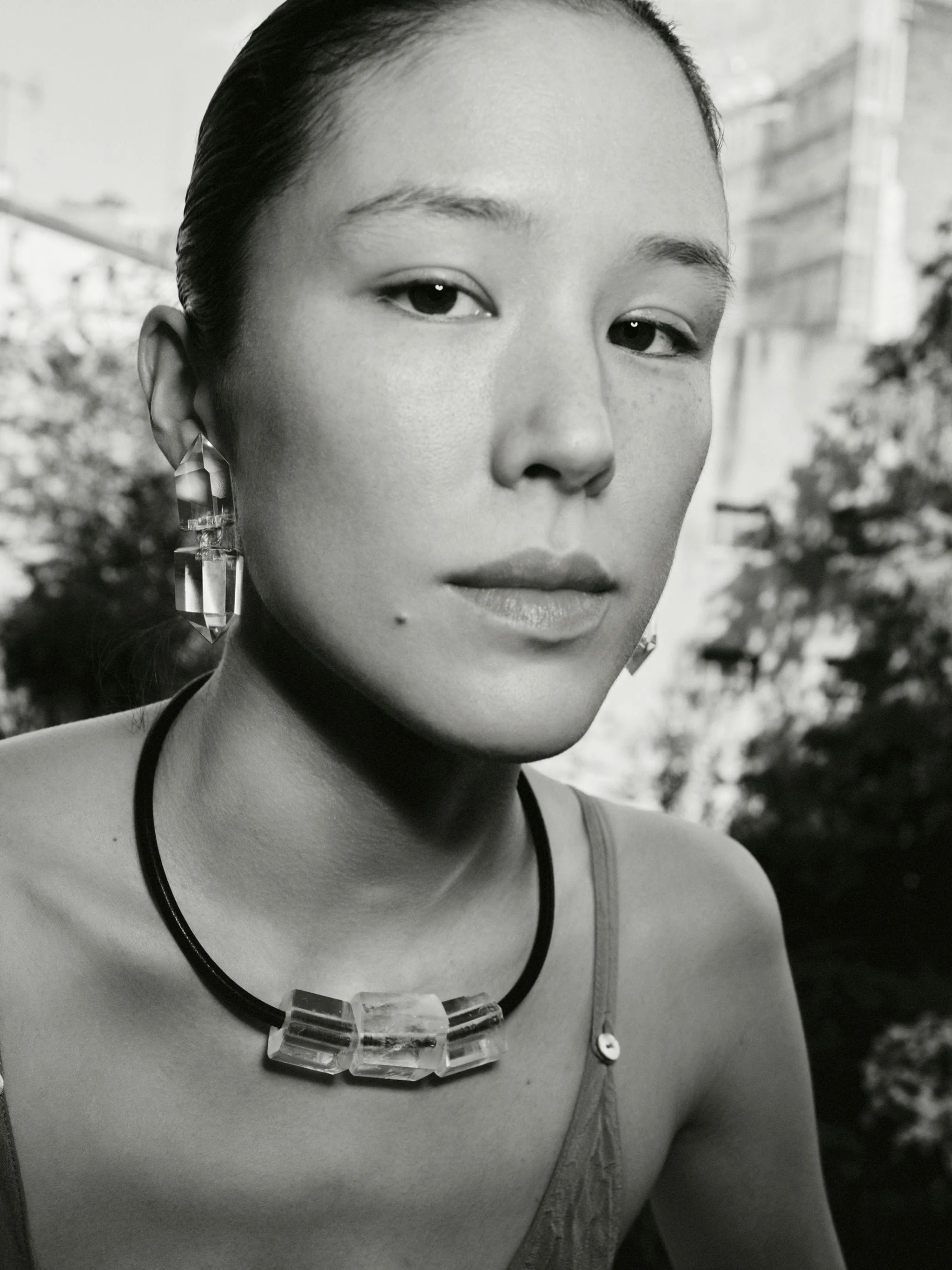 Élume necklace: leather, mountain crystal sold by Monies product image thumbnail 2