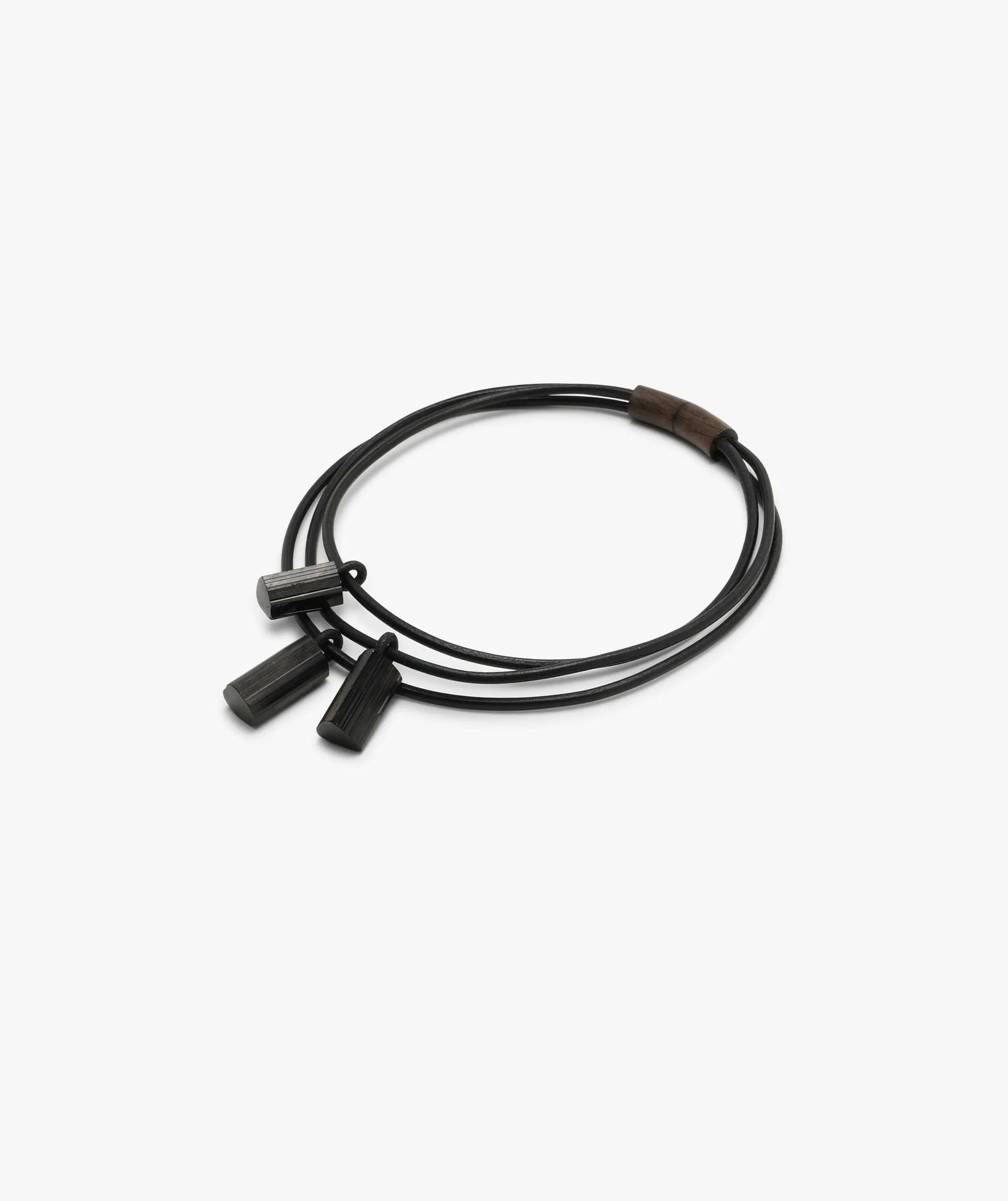 Mint necklace: leather, bog oak, tourmaline sold by Monies product image thumbnail 3