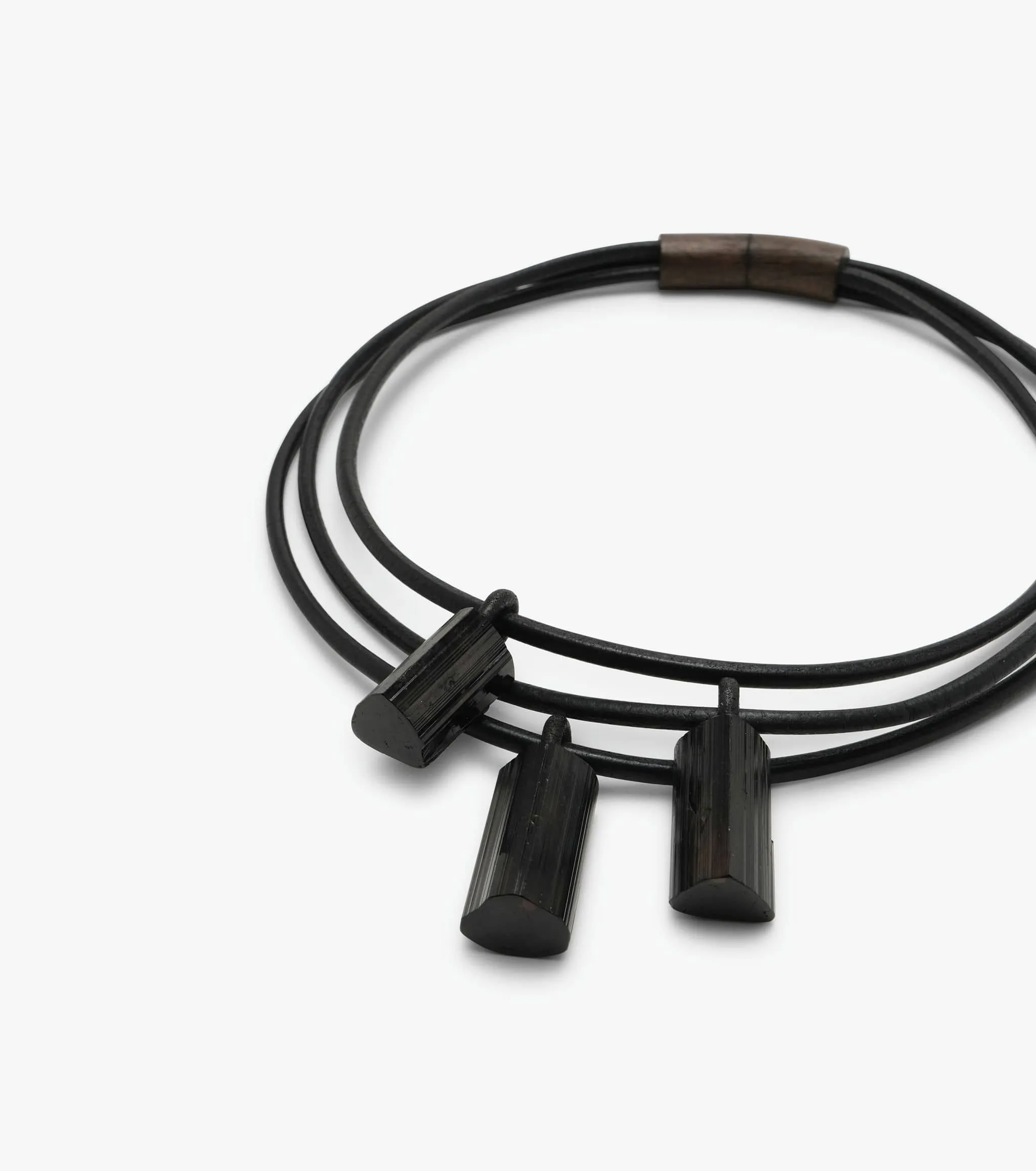Mint necklace: leather, bog oak, tourmaline sold by Monies product image thumbnail 4