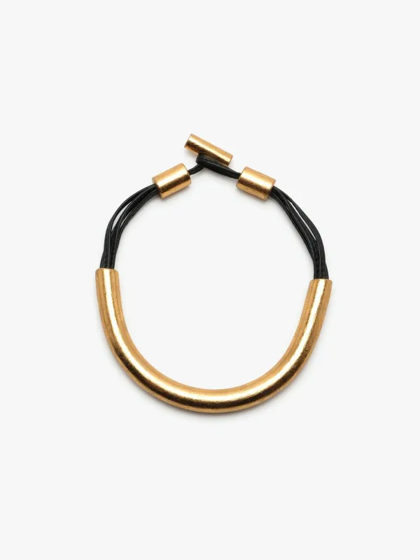 Canberry necklace: acrylic, goldfoil, leather sold by Monies