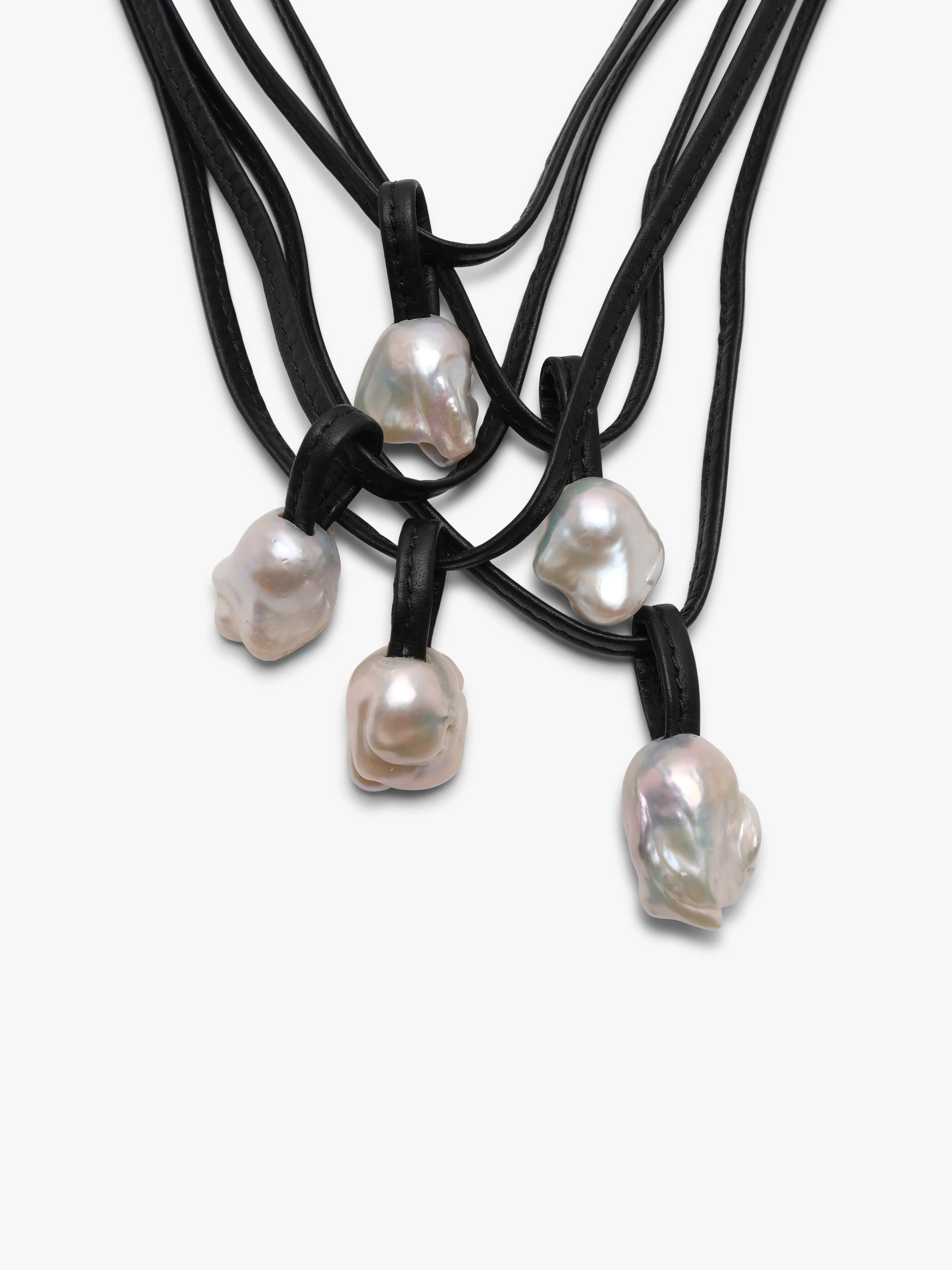 Mint necklace: baroque pearls, leather sold by Monies product image thumbnail 2