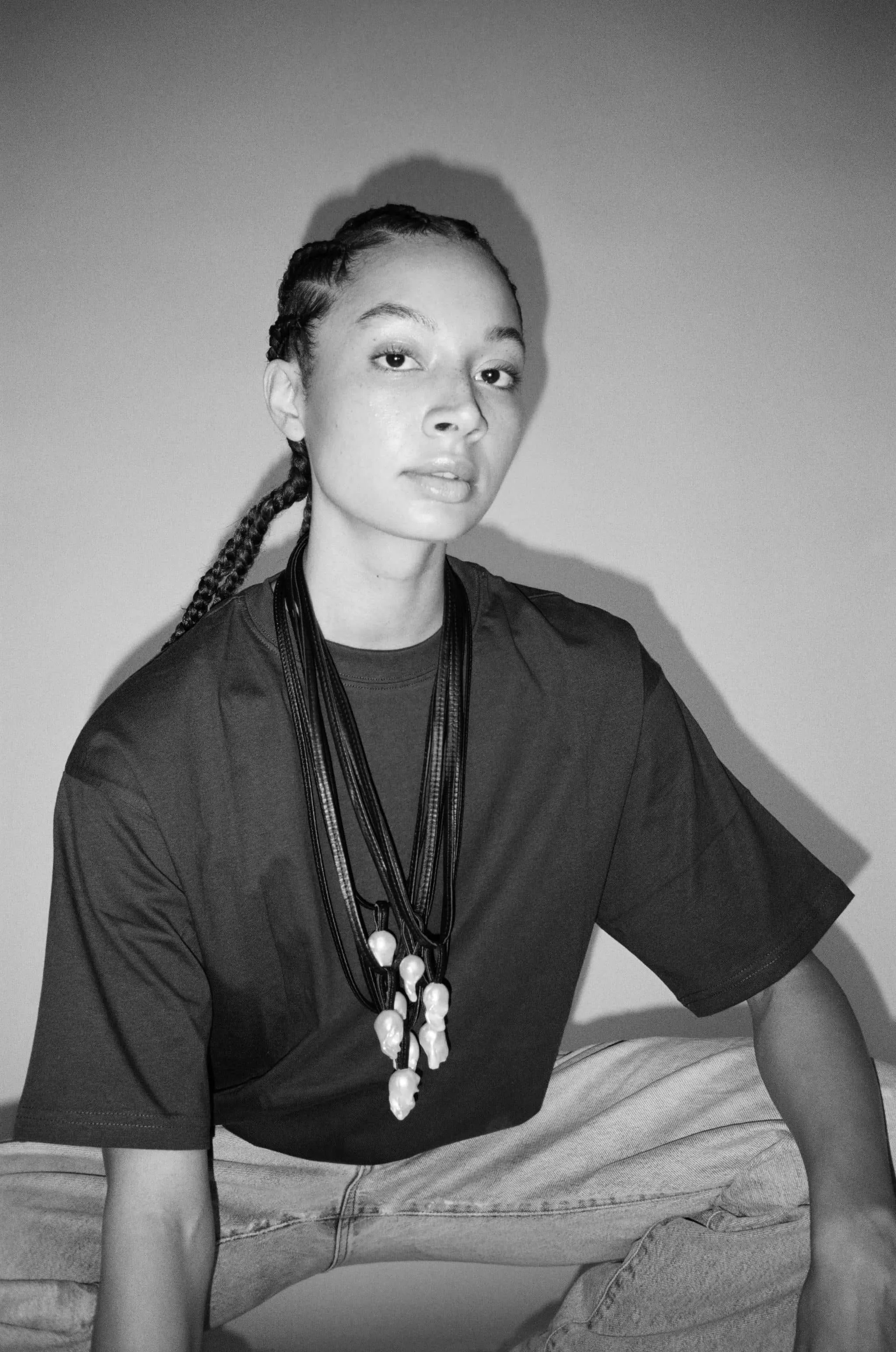 Mint necklace: baroque pearls, leather sold by Monies product image thumbnail 3