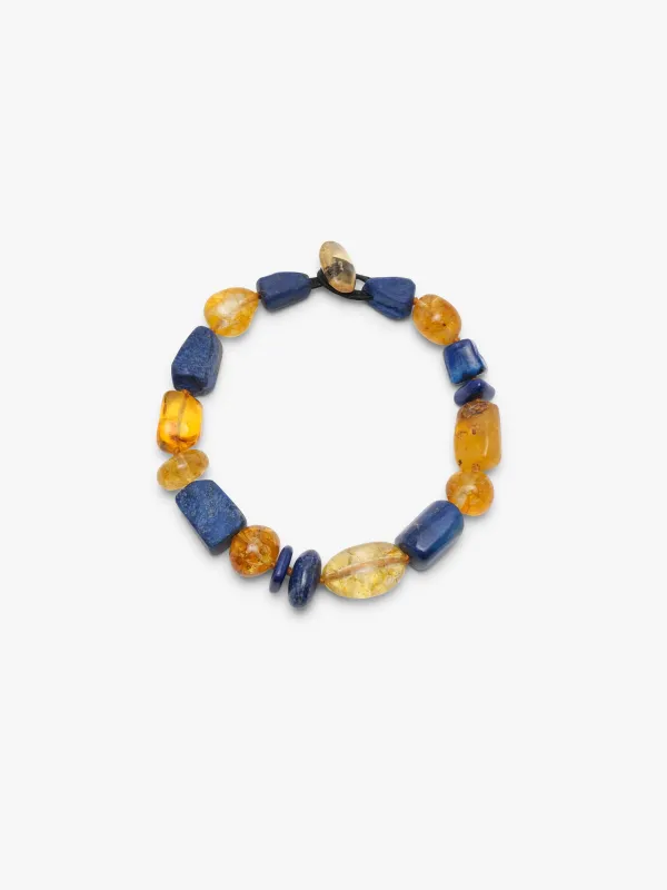 Necklace: amber, lapis lazuli made by Monies
