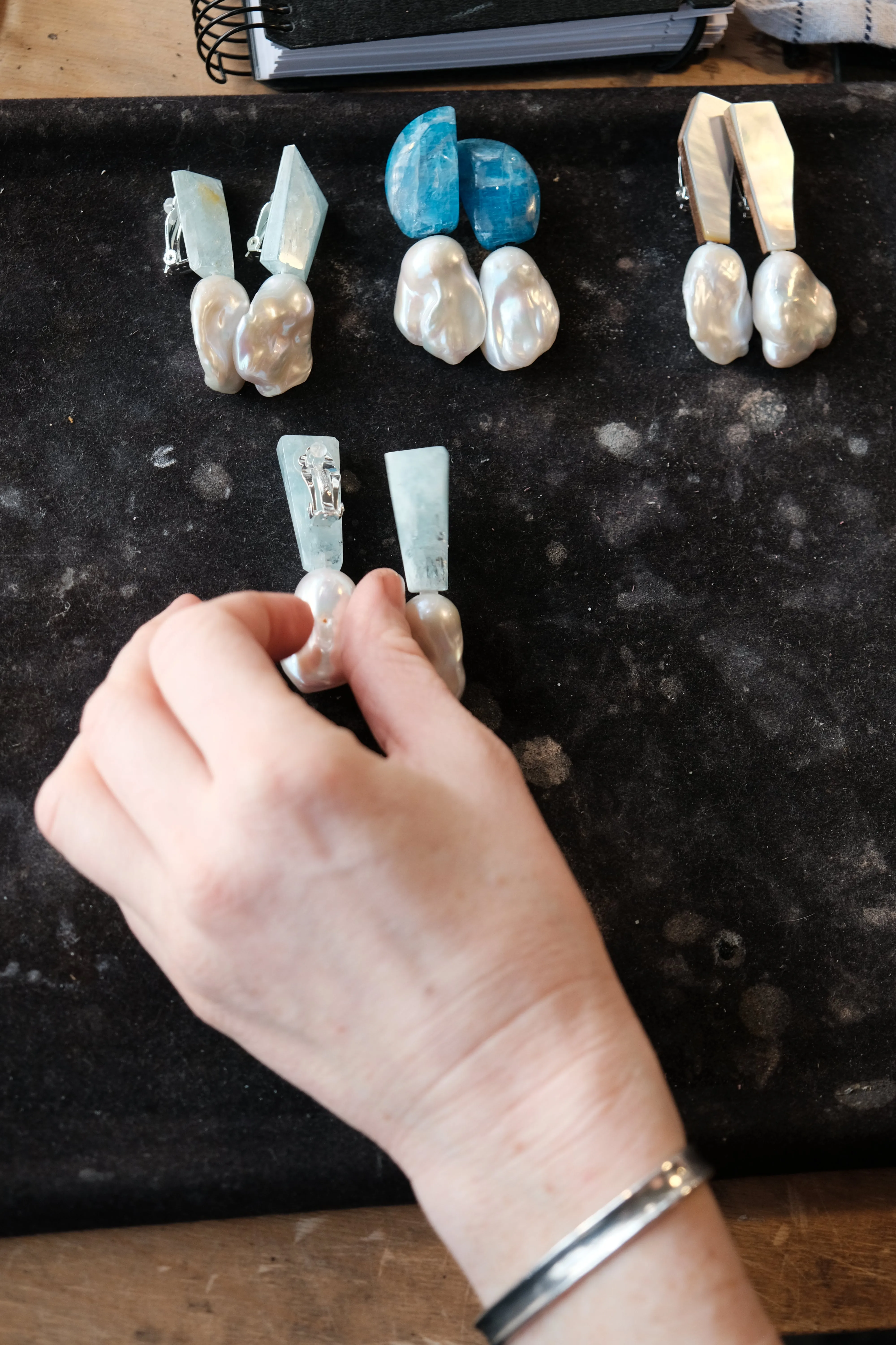 Earrings: aquamarine, baroque pearl sold by Monies product image thumbnail 2