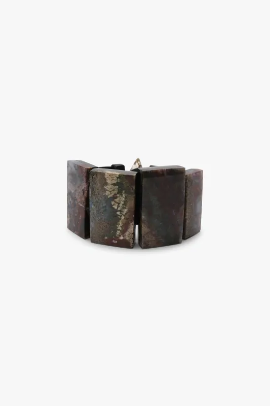 Bracelet: moss agate, leather made by Monies