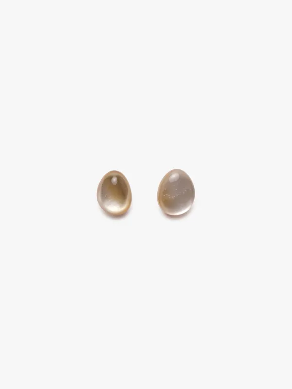 Earrings: mother of pearl, quartz sold by Monies