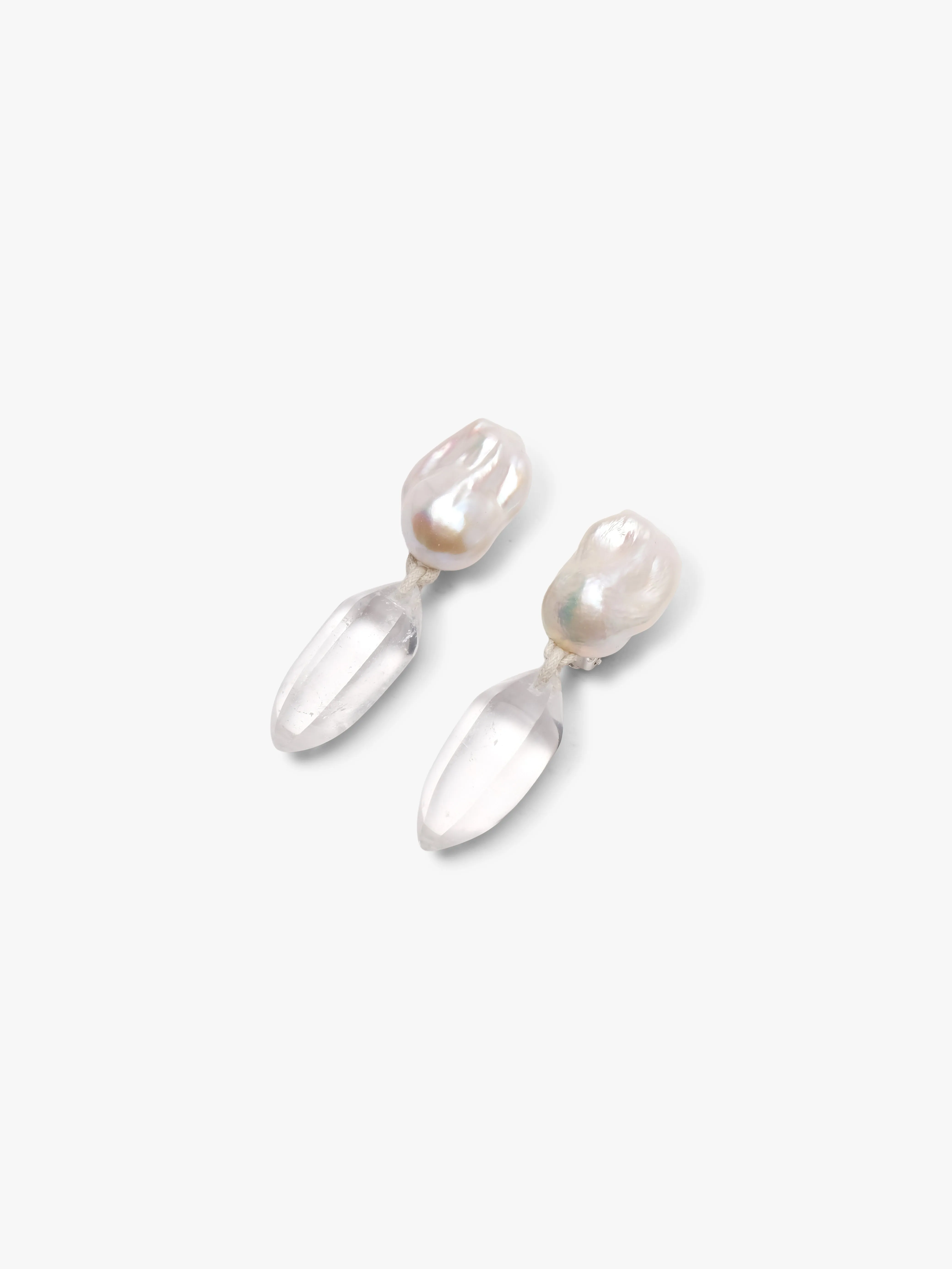 Earrings: mountain crystal, baroque pearls sold by Monies product image thumbnail 3
