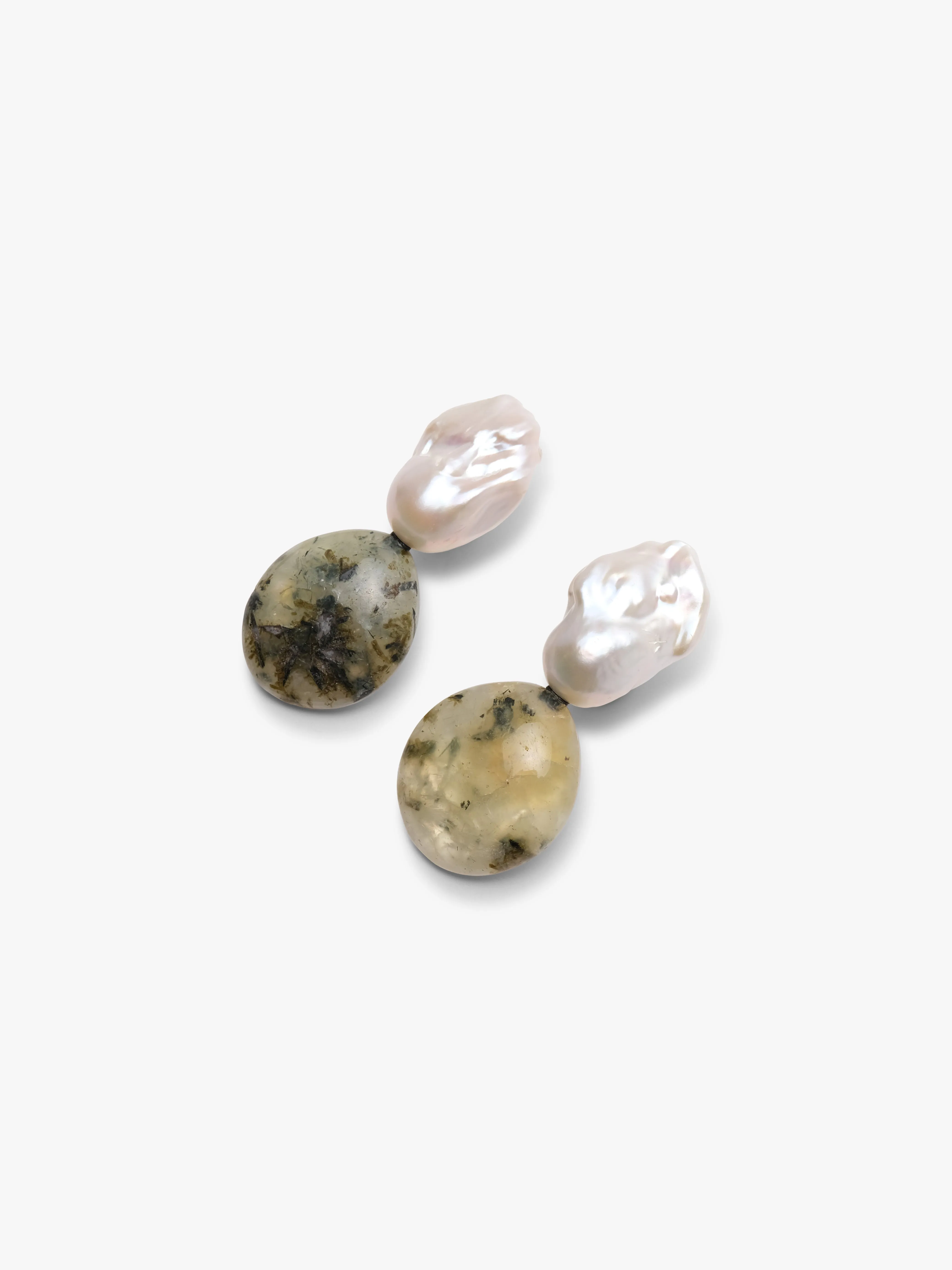 Earrings: prehnite, baroque pearl, mother of pearl sold by Monies product image thumbnail 2