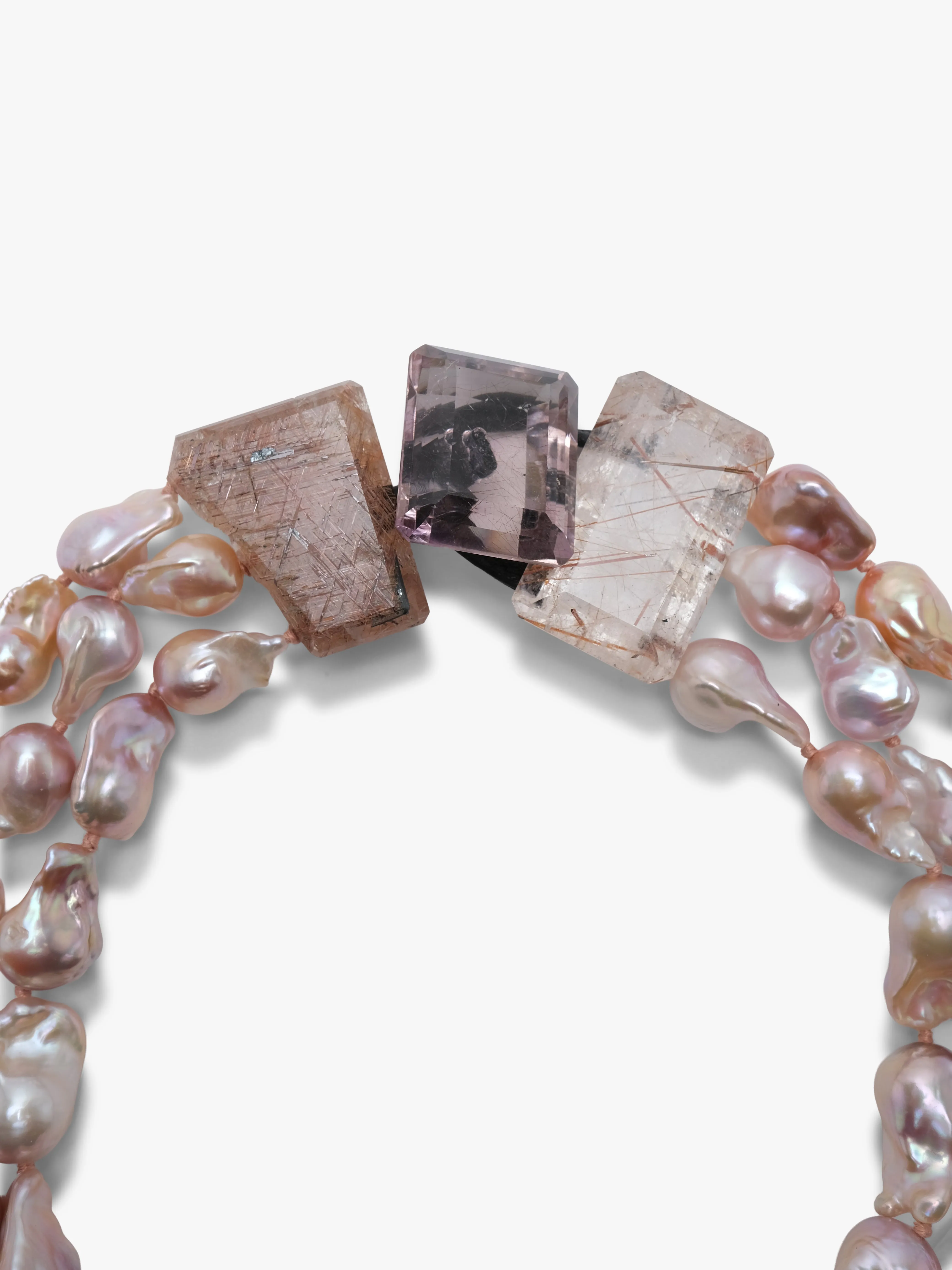 Necklace: ruthilated quartz, amethyst, baroque pearl sold by Monies product image thumbnail 3