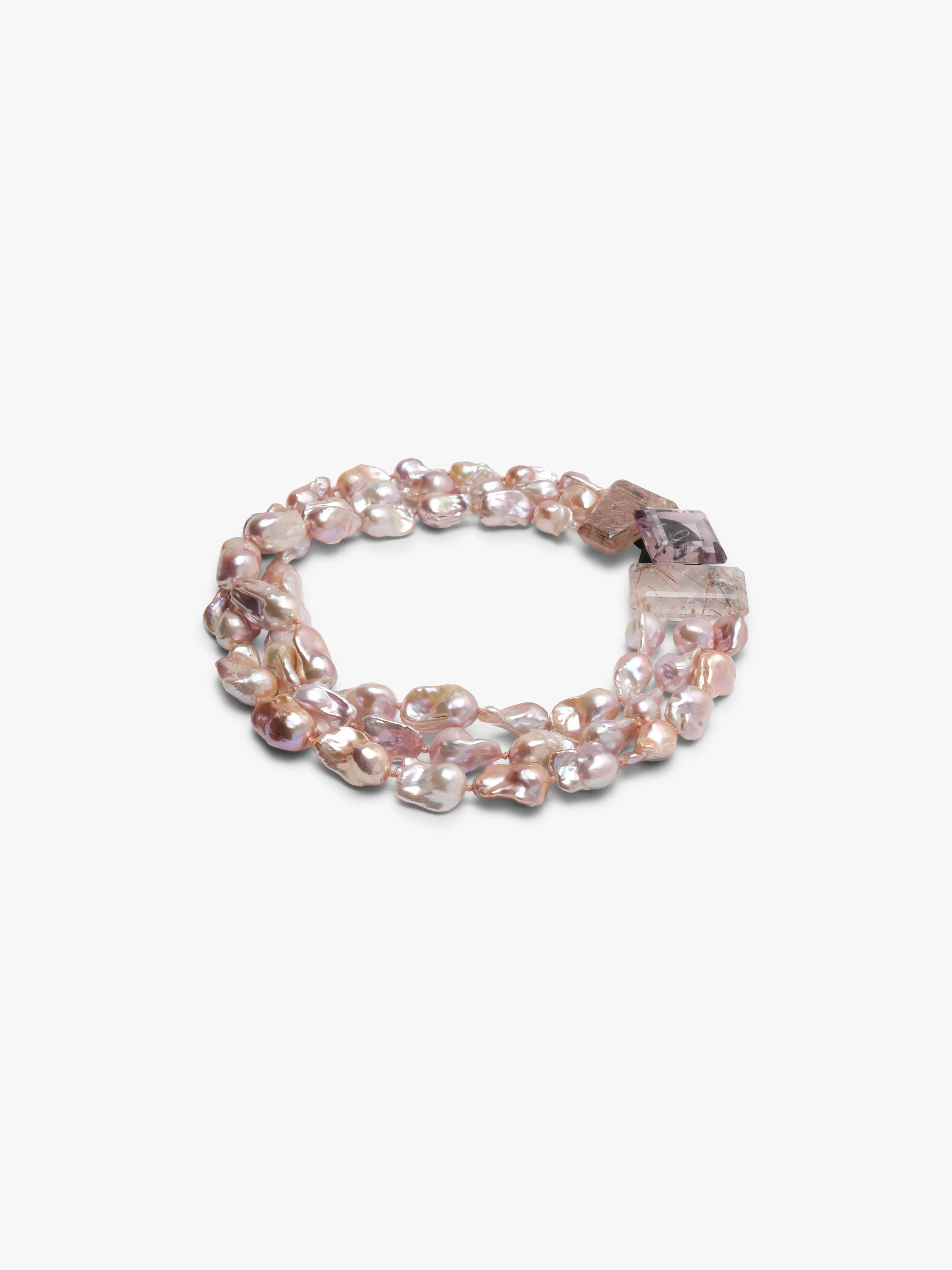 Necklace: ruthilated quartz, amethyst, baroque pearl sold by Monies product image thumbnail 5