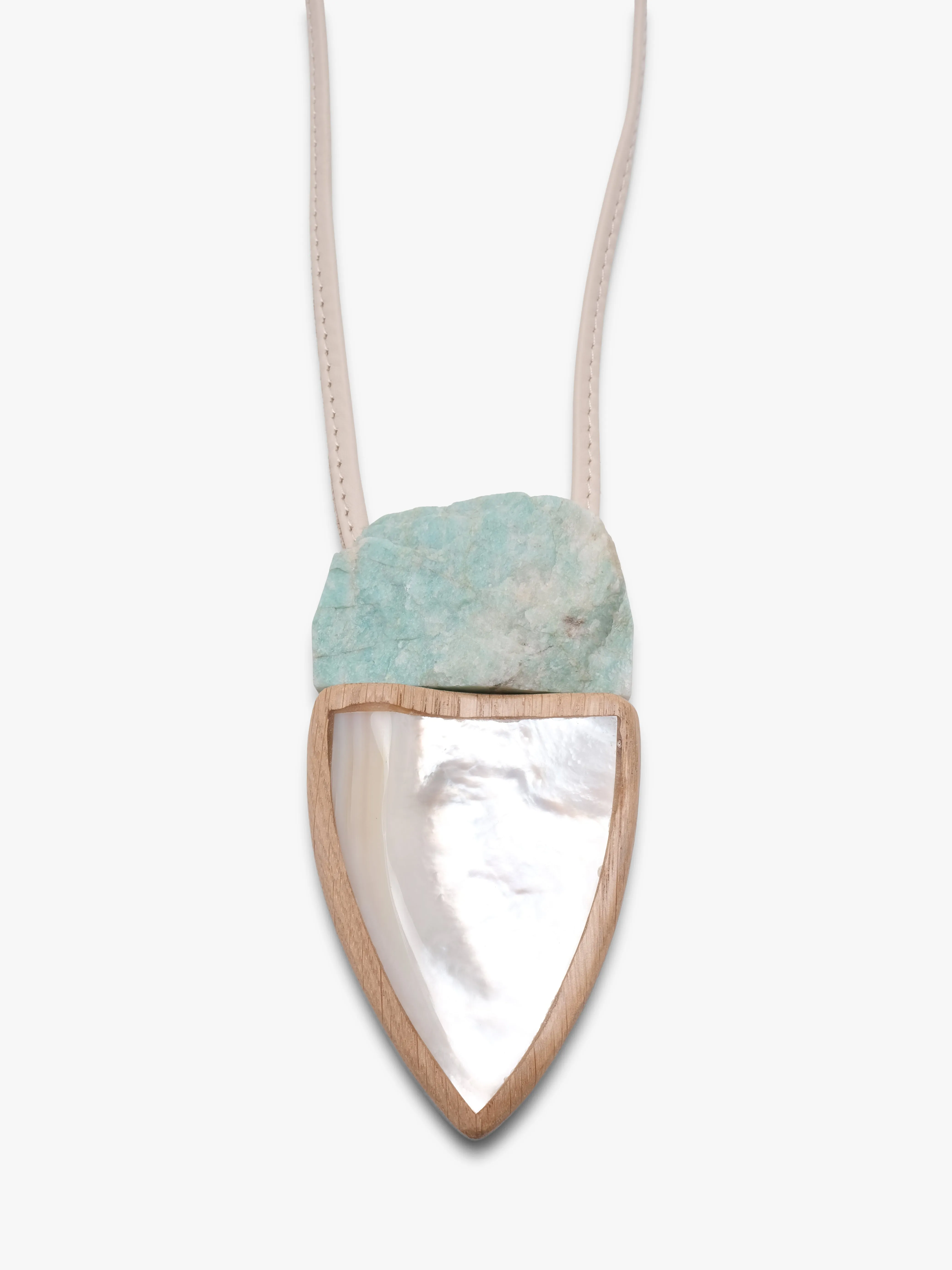 Pendant: mother of pearl, amazonite, oak sold by Monies product image thumbnail 3